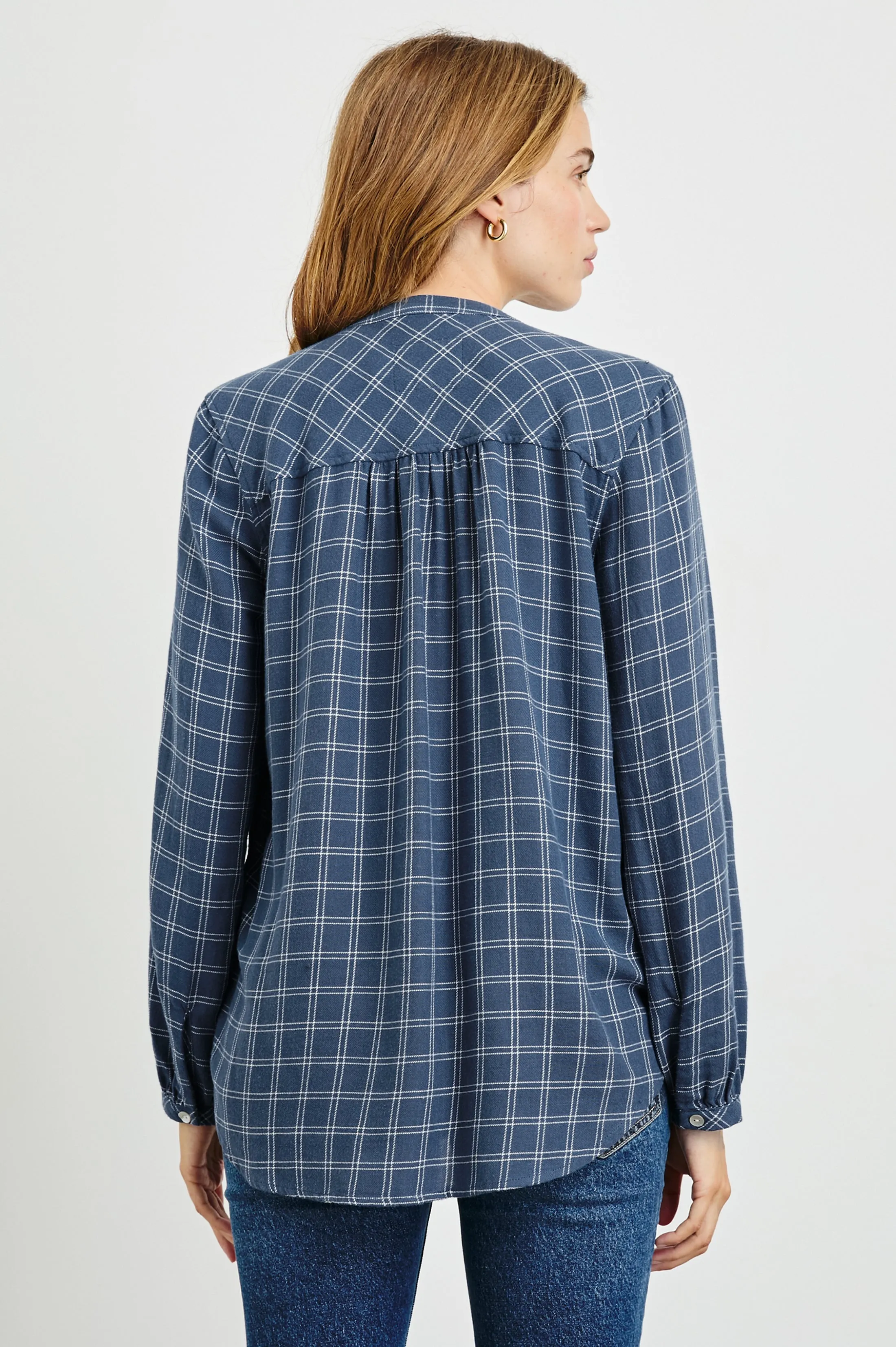 ELOISE SHIRT - INDIGO IVORY PLAID sold by Rails product image thumbnail 5