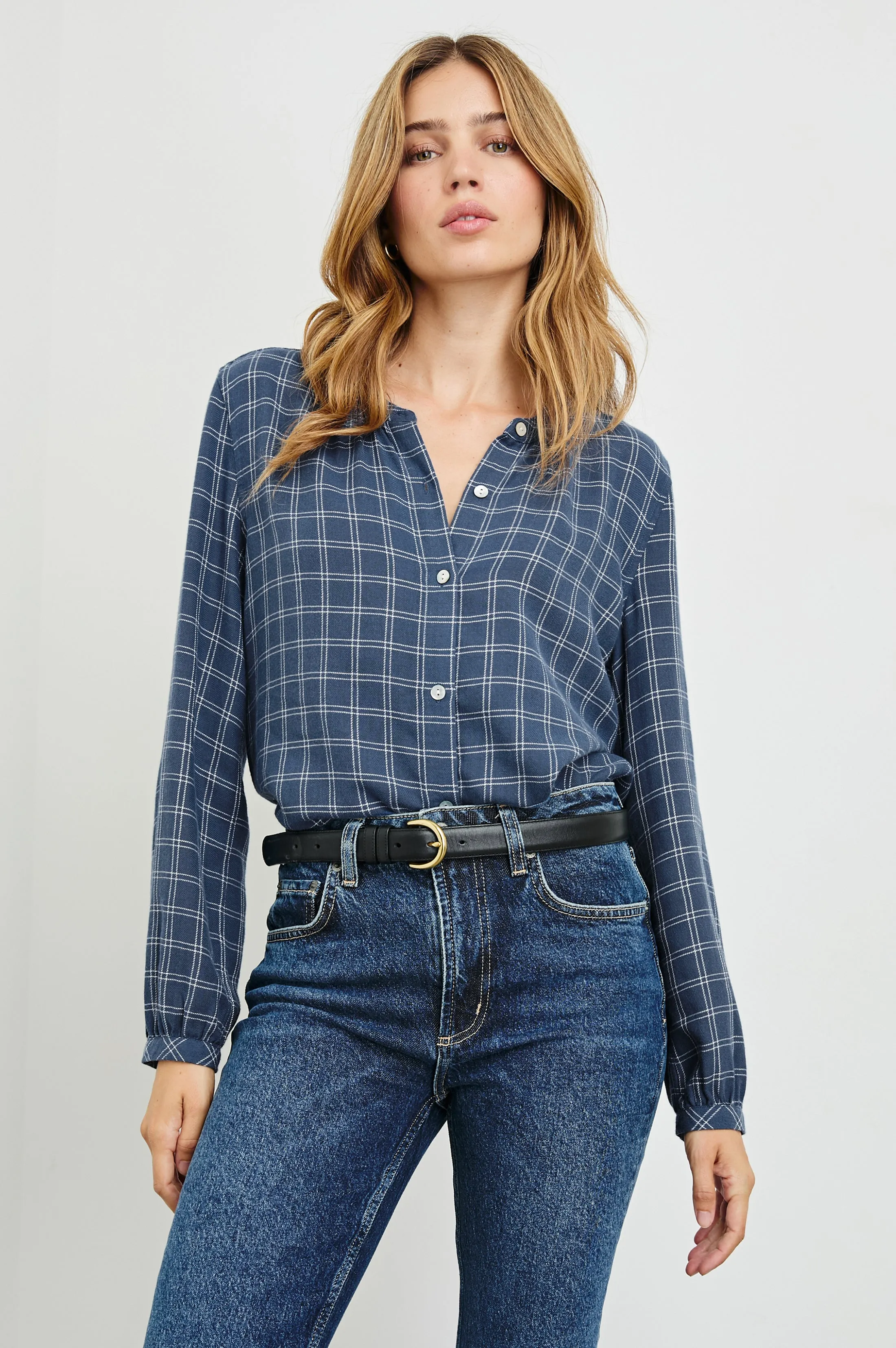 ELOISE SHIRT - INDIGO IVORY PLAID sold by Rails product image thumbnail 2
