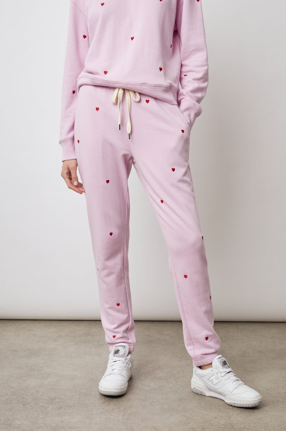 KINGSTON SWEATPANT - RED EMBROIDERED HEARTS sold by Rails