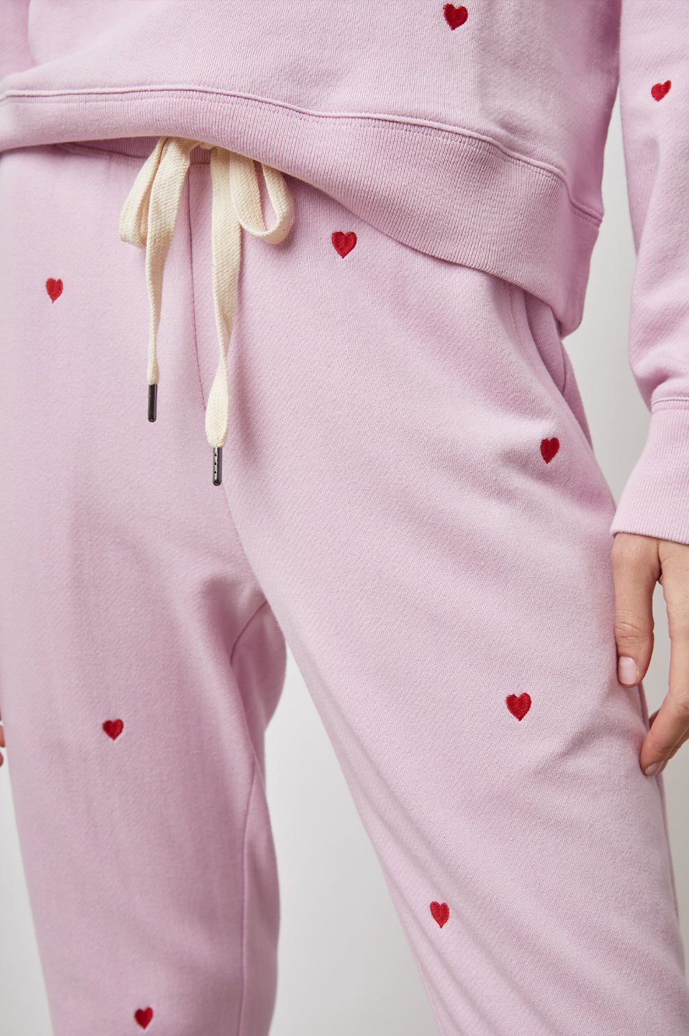 KINGSTON SWEATPANT - RED EMBROIDERED HEARTS sold by Rails product image thumbnail 2