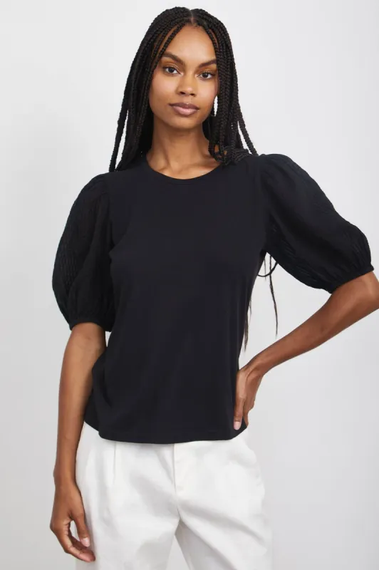 LIZA TOP - BLACK PINTUCK sold by Rails