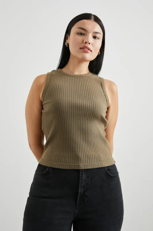 THE RACER TANK - OLIVE sold by Rails