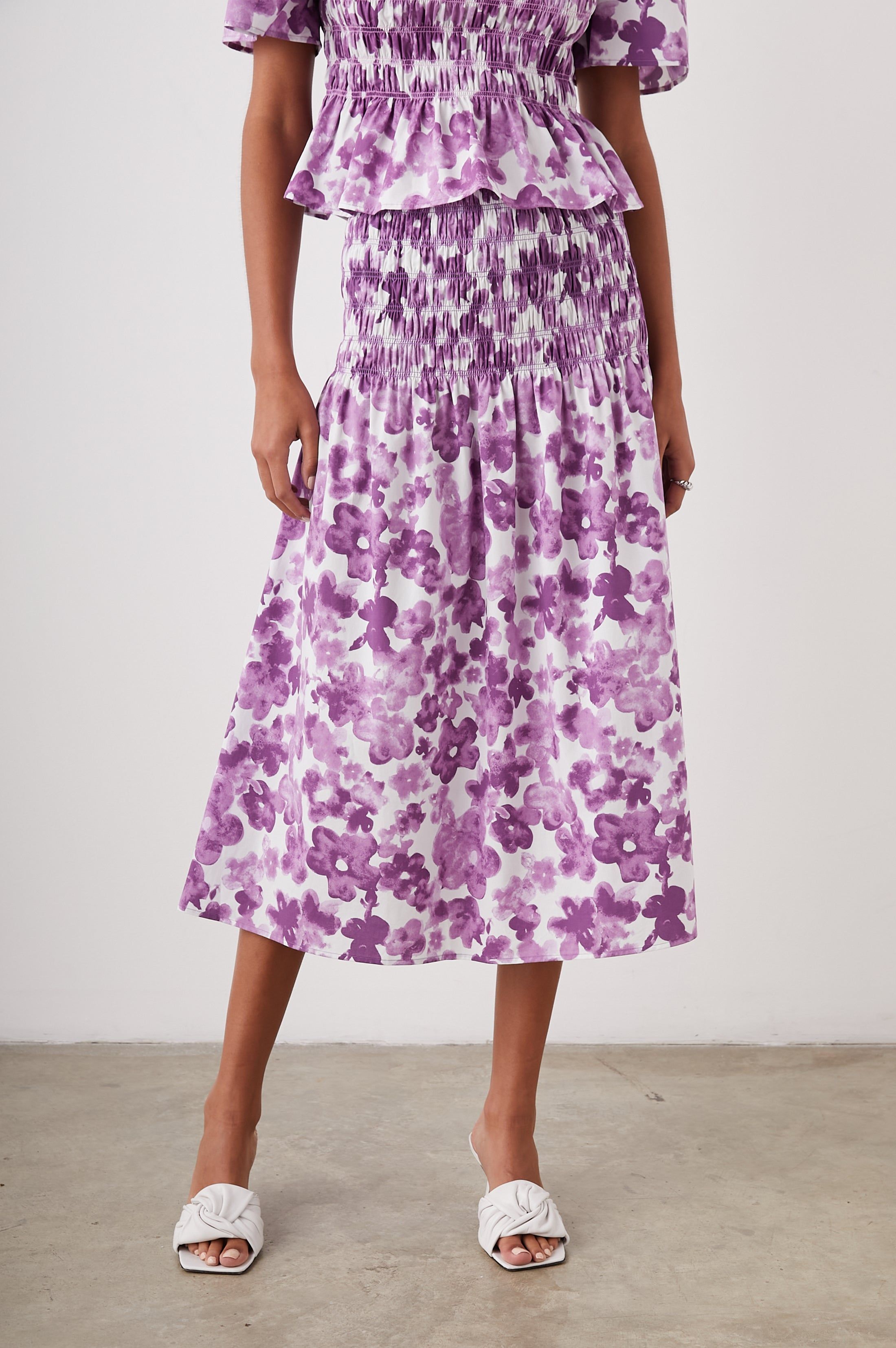 SELENA SKIRT - IRIS WATERCOLOR FLORAL sold by Rails