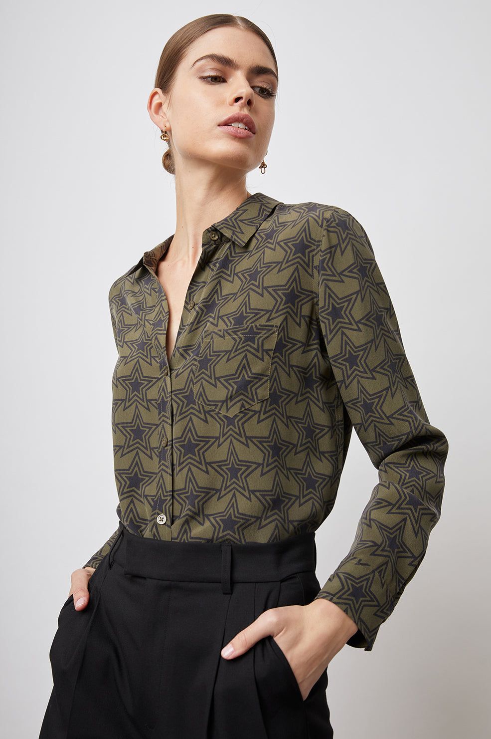 KATE SHIRT - OLIVE STARGAZE sold by Rails product image thumbnail 4
