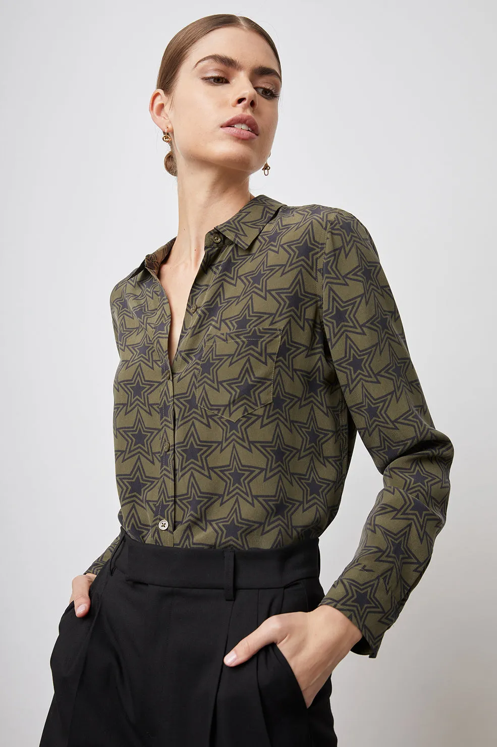 KATE SHIRT - OLIVE STARGAZE sold by Rails product image thumbnail 4