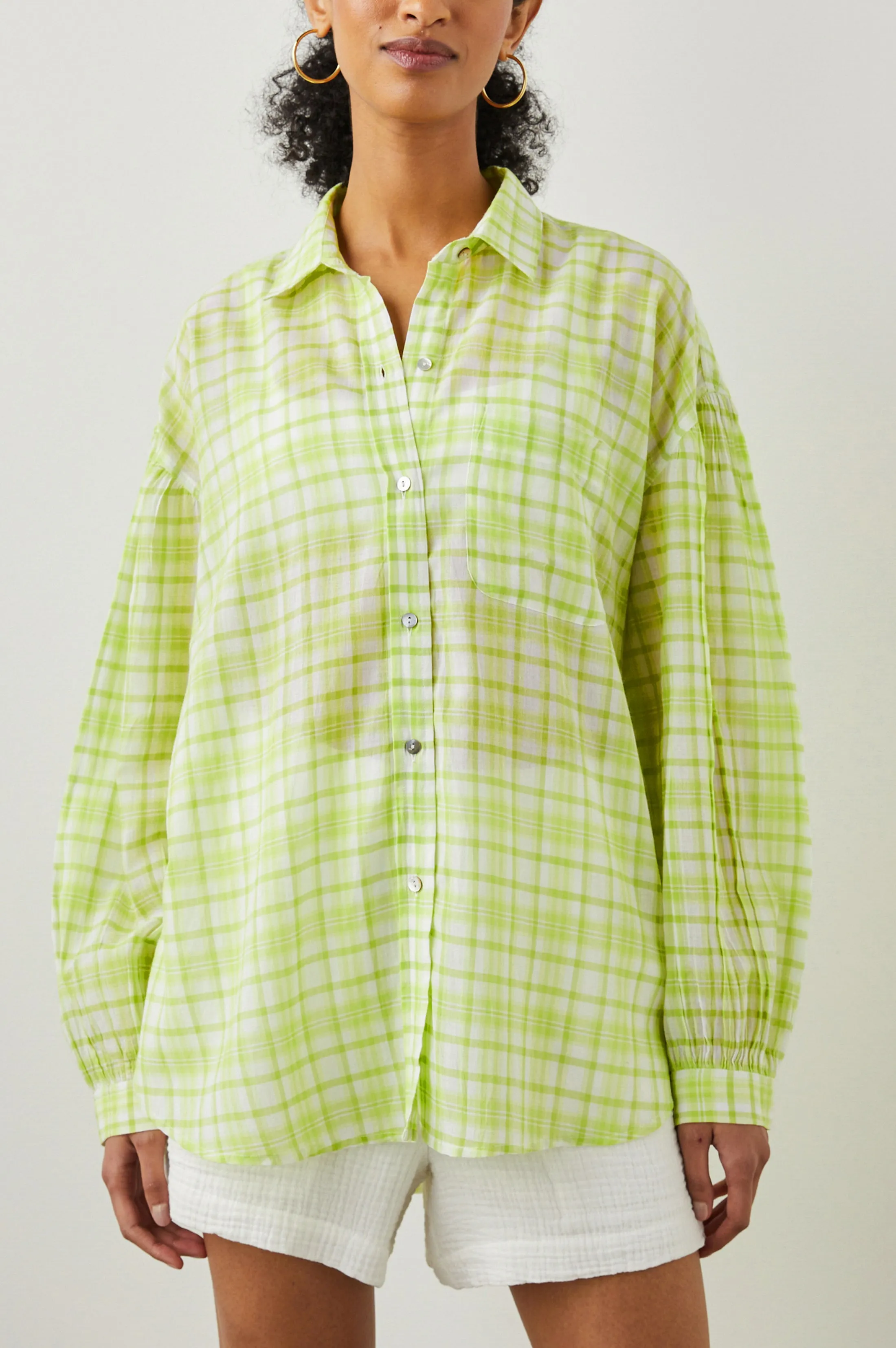 JANAE SHIRT - LIME PLAID sold by Rails