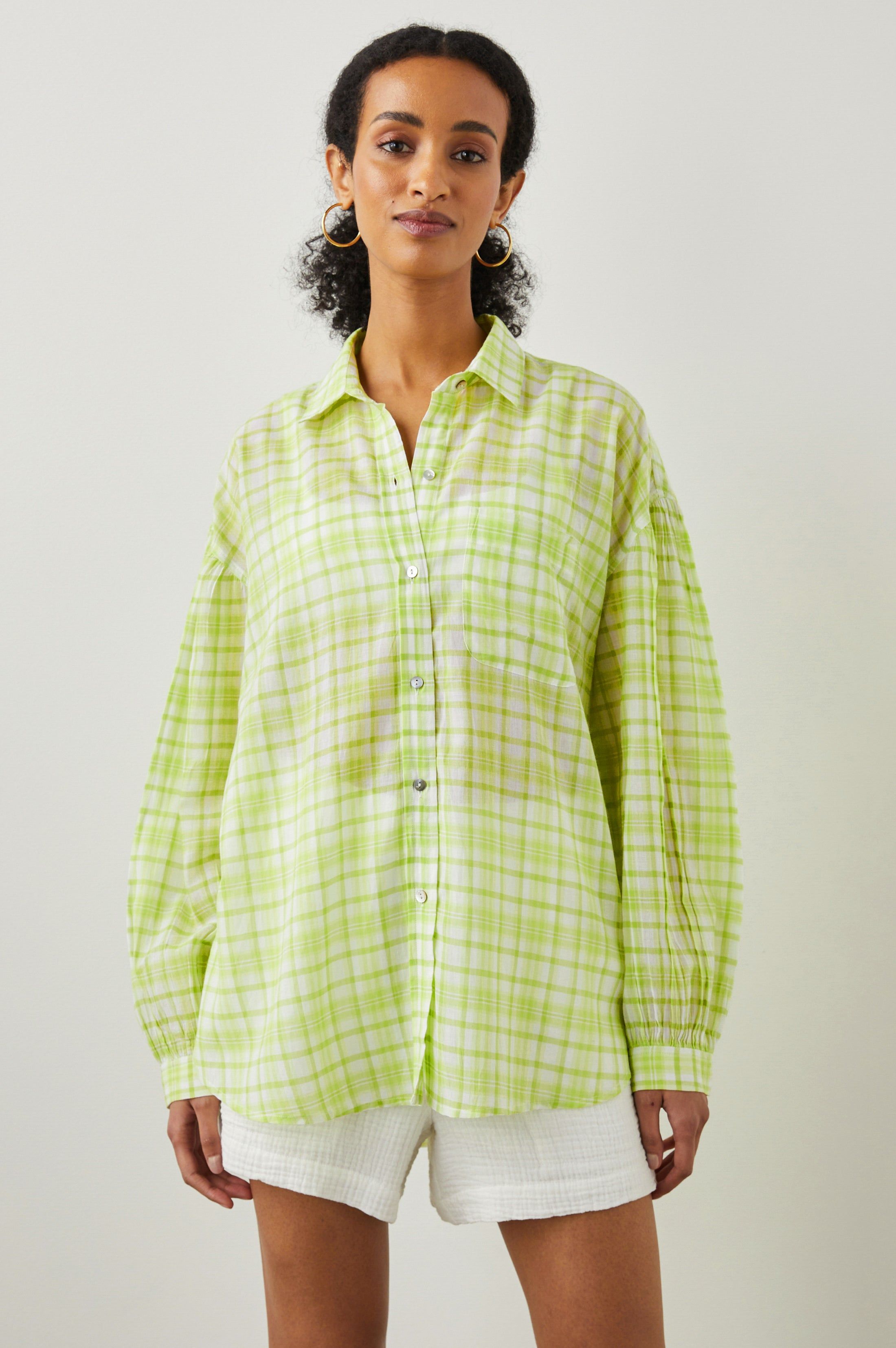 JANAE SHIRT - LIME PLAID sold by Rails