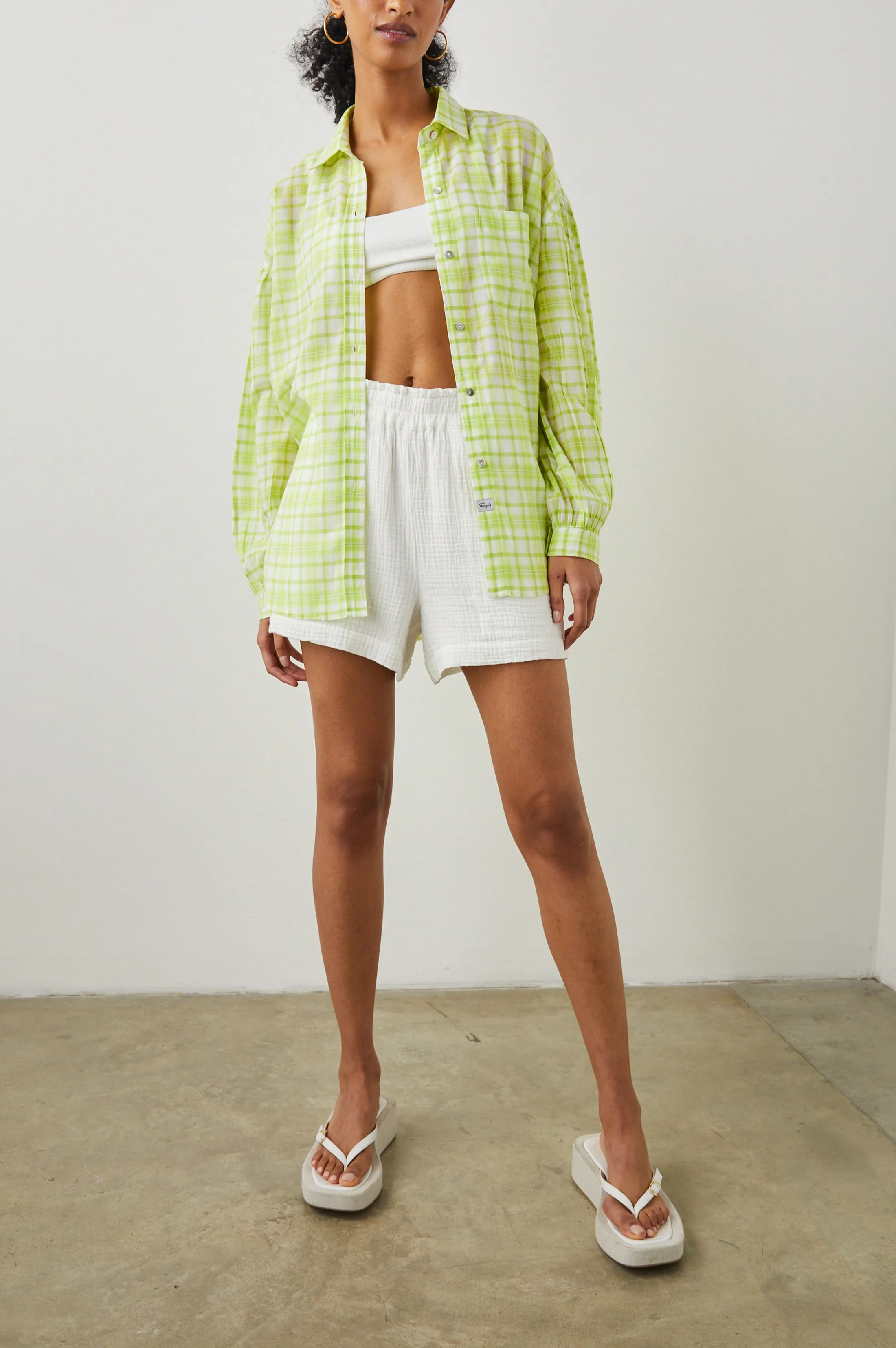 JANAE SHIRT - LIME PLAID sold by Rails product image thumbnail 3