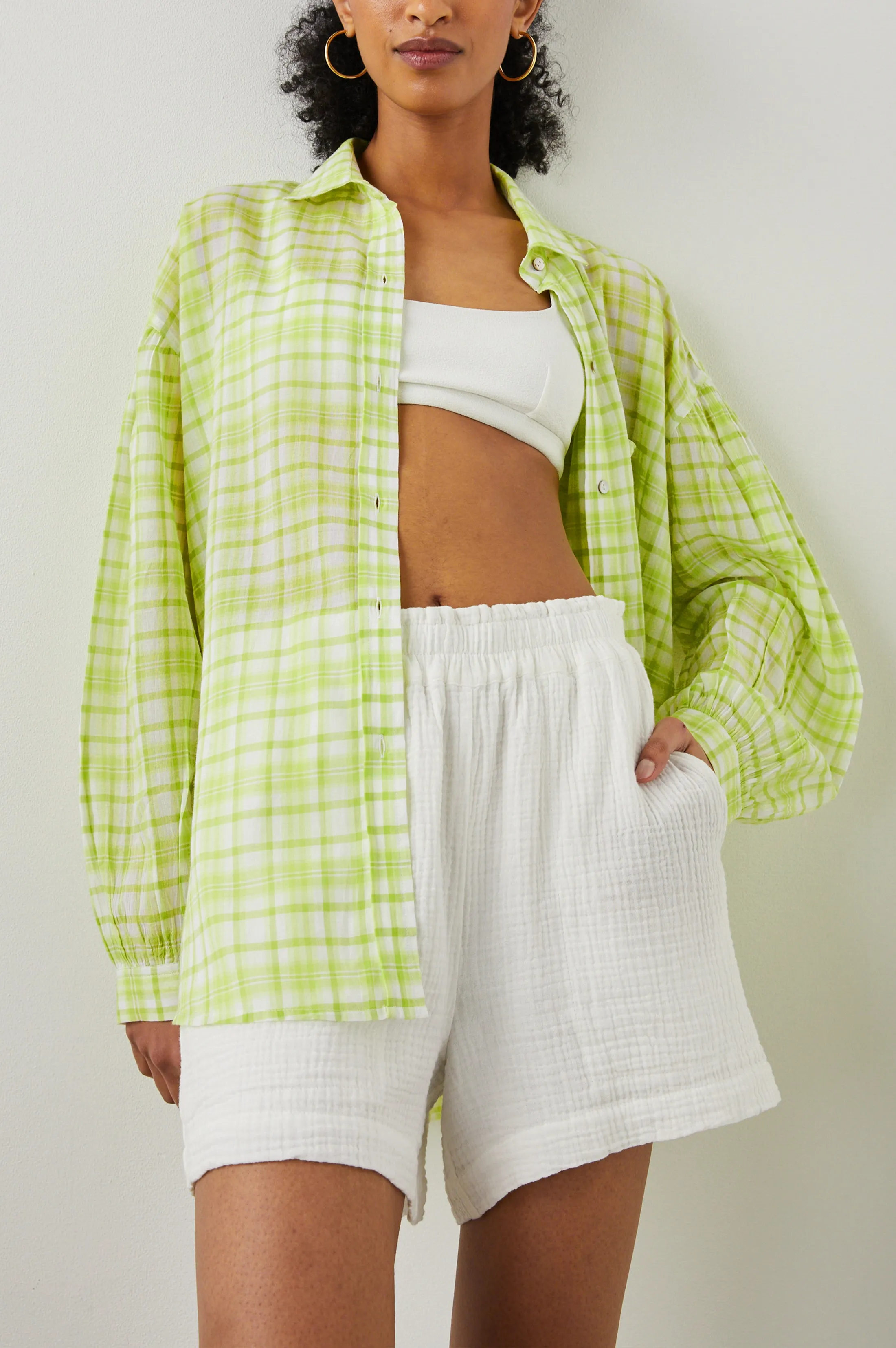 JANAE SHIRT - LIME PLAID sold by Rails product image thumbnail 4