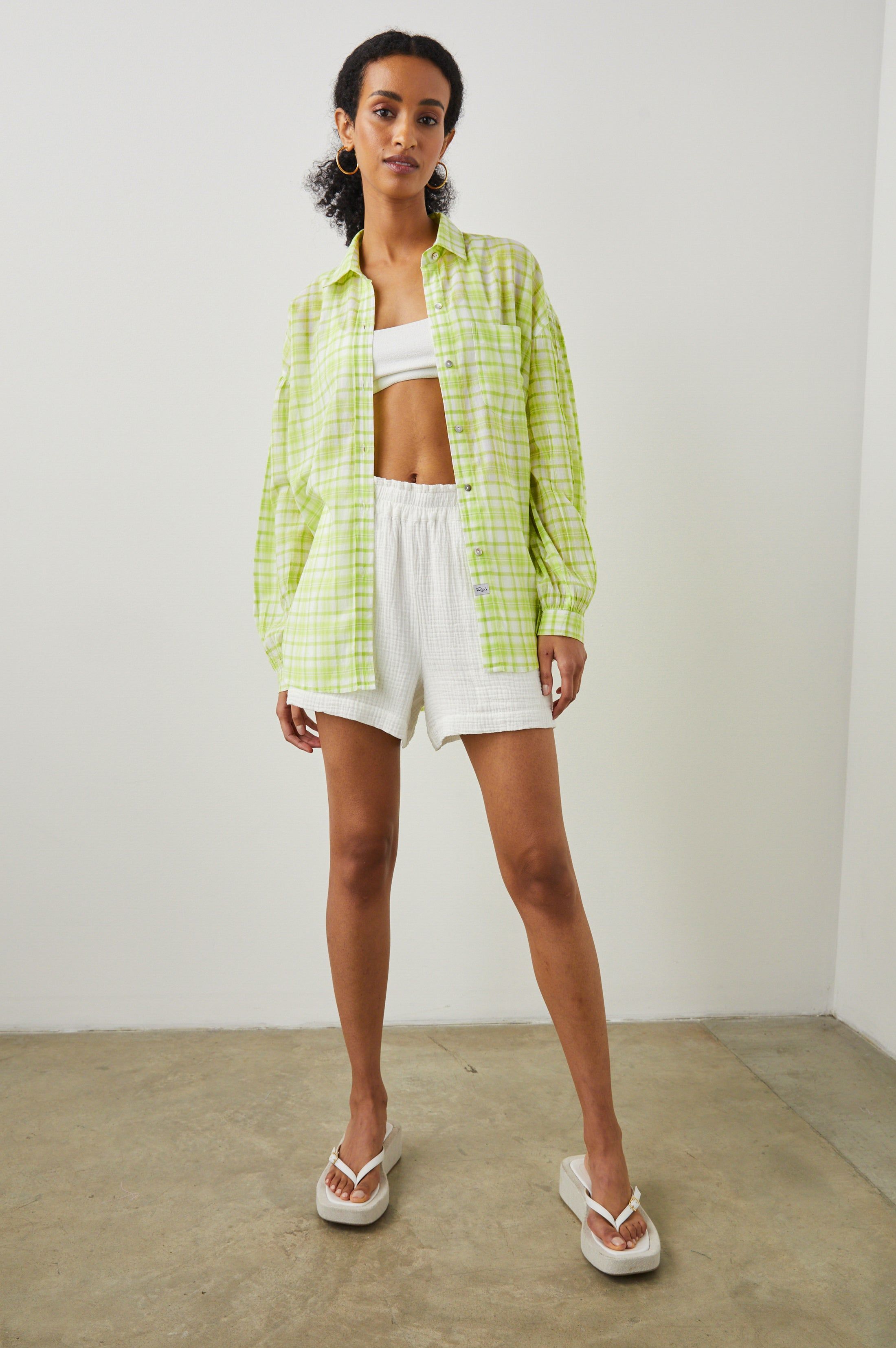JANAE SHIRT - LIME PLAID sold by Rails product image thumbnail 4