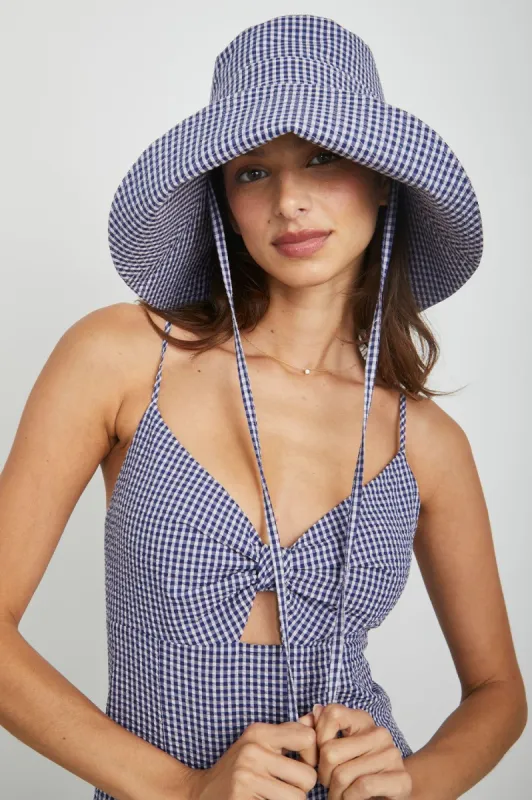 SUN HAT - NAVY LILAC GINGHAM sold by Rails