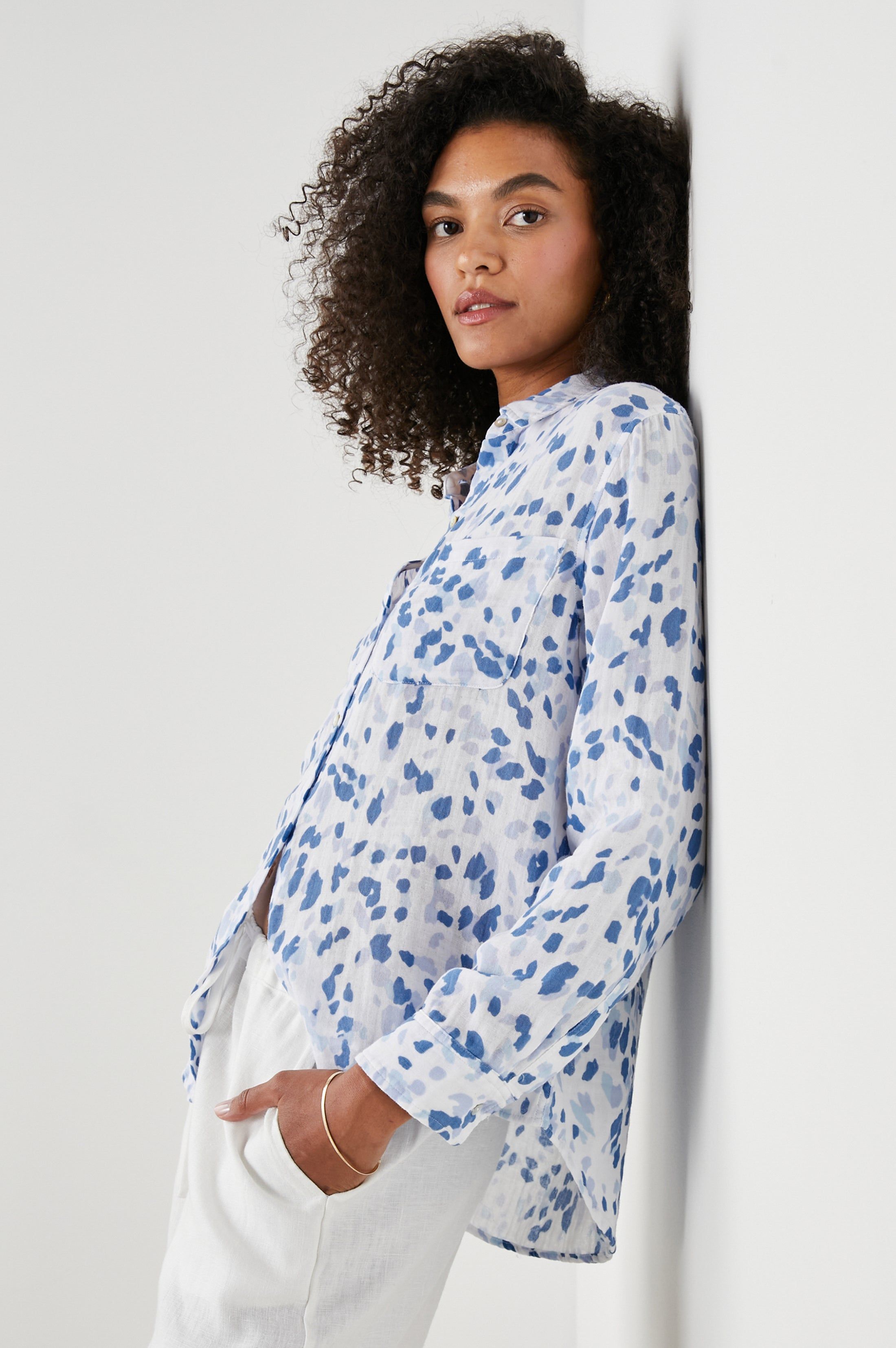 ELLIS SHIRT - BLUE SPOTTED sold by Rails product image thumbnail 4