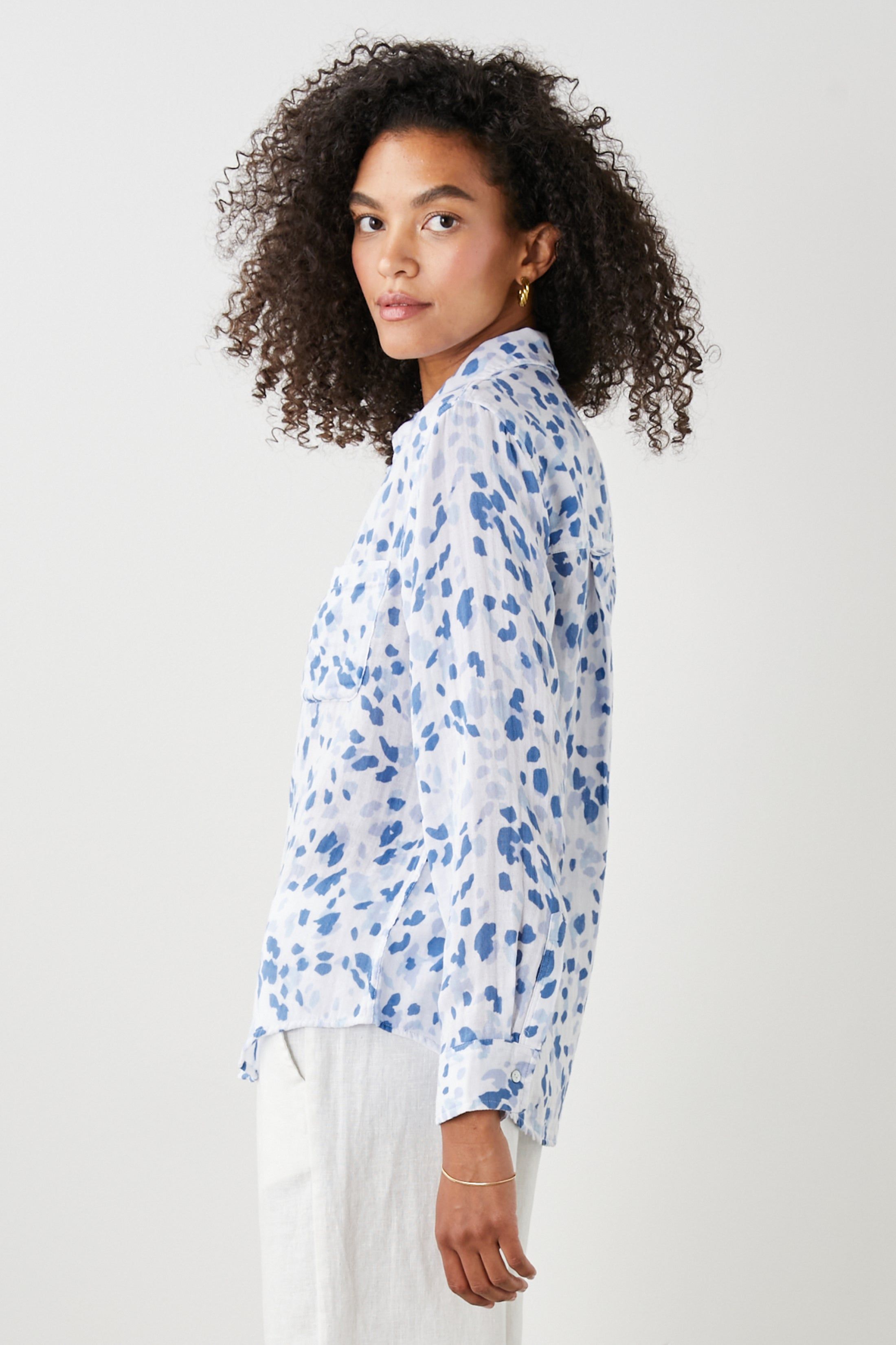 ELLIS SHIRT - BLUE SPOTTED sold by Rails product image thumbnail 5