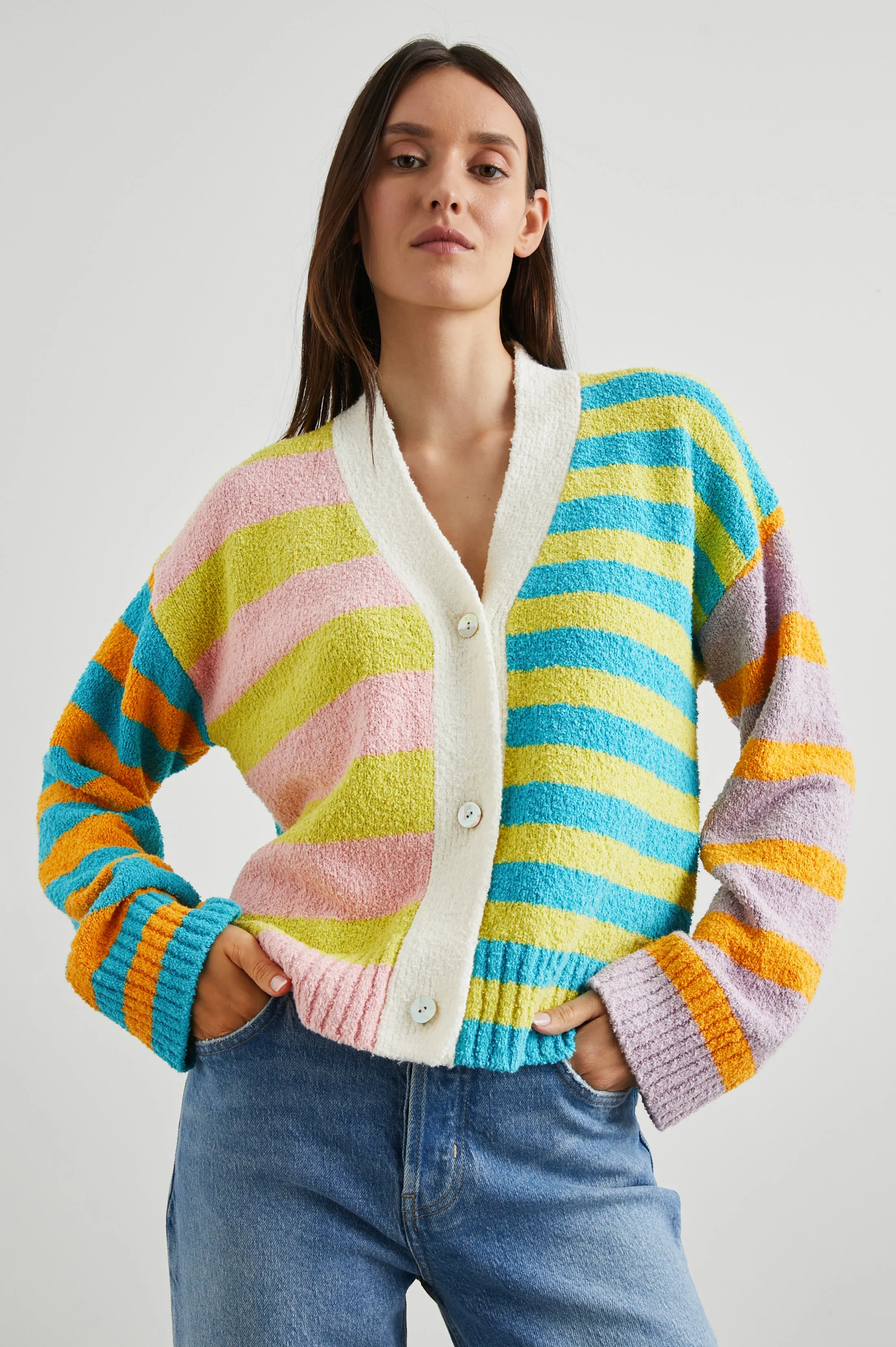 GENEVA CARDIGAN - MIXED STRIPE sold by Rails