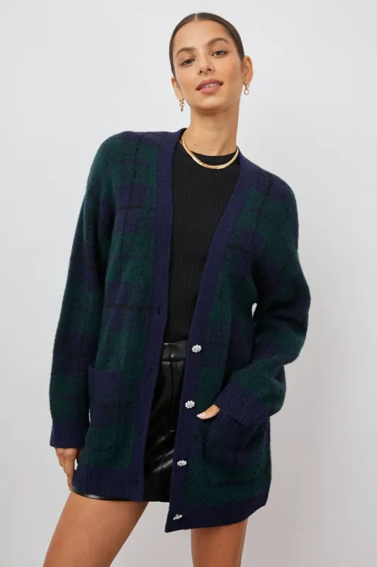 RUNI CARDIGAN - NAVY TARTAN sold by Rails