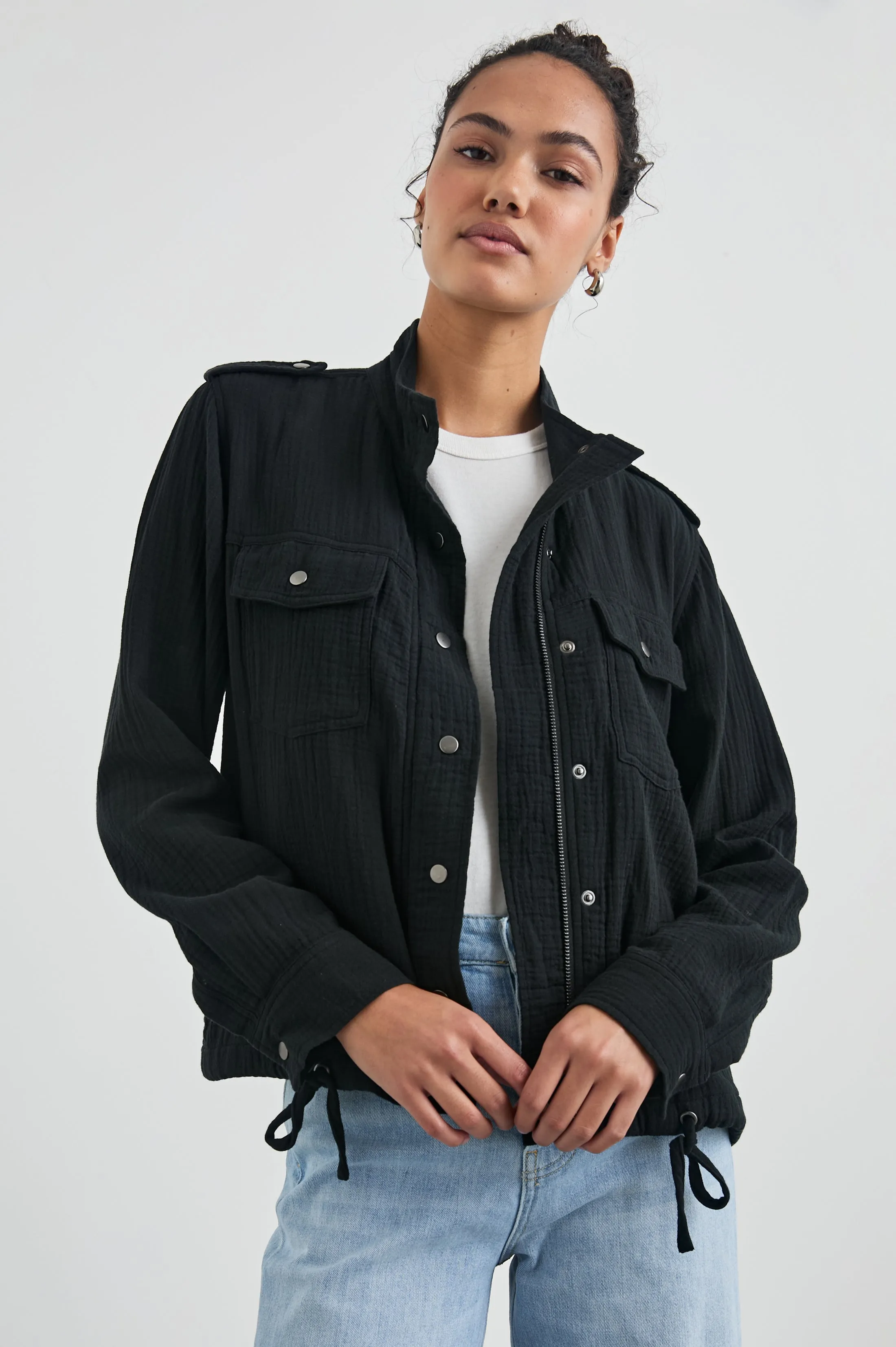 COLLINS JACKET - GAUZE BLACK sold by Rails product image thumbnail 2