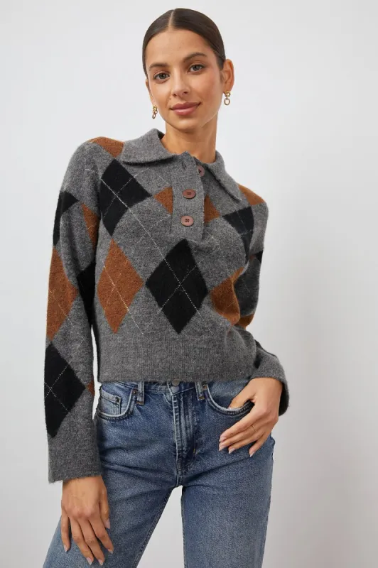 SHAE SWEATER - HEATHER TOFFEE ARGLYE sold by Rails