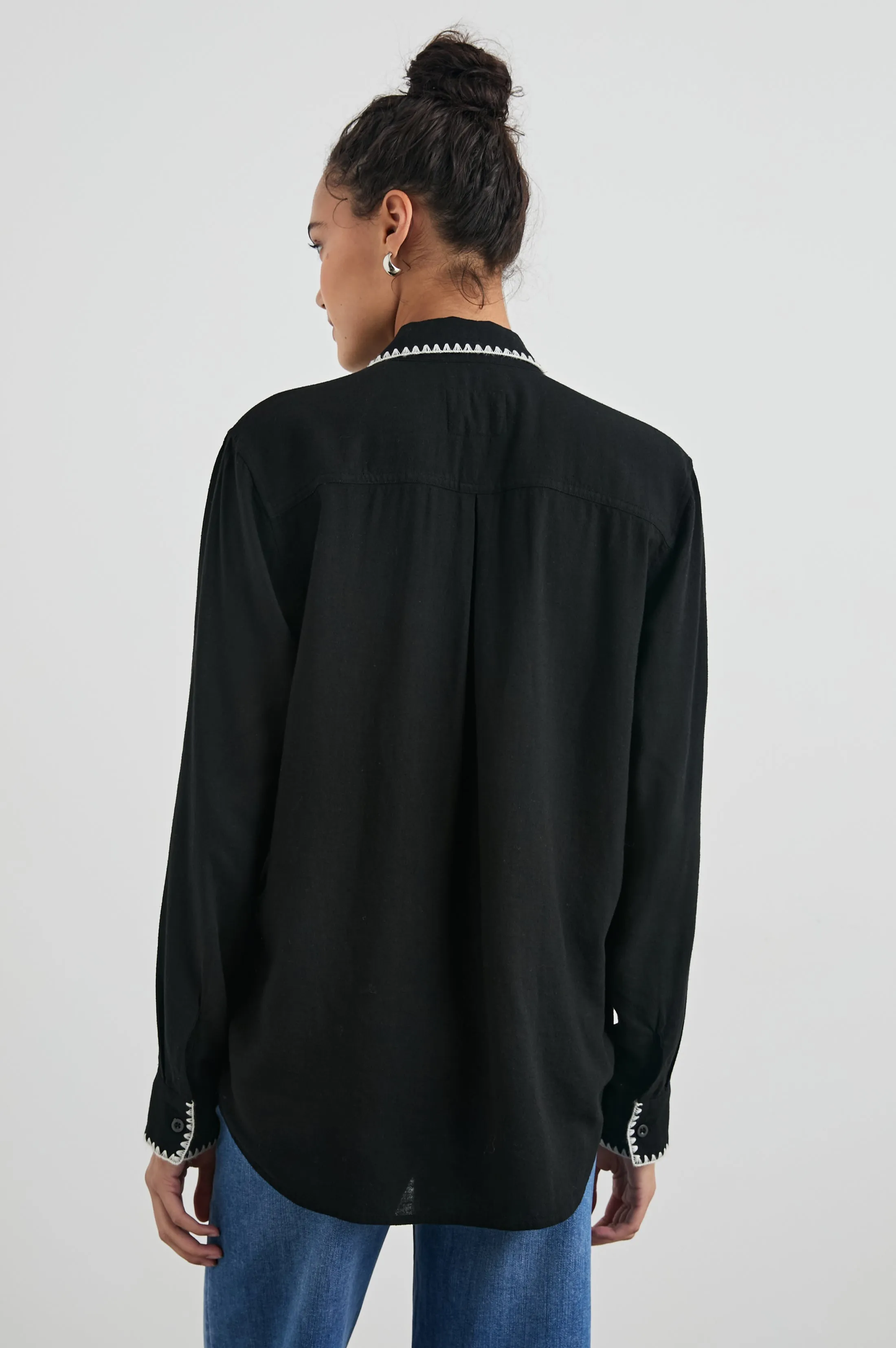 CHARLI SHIRT - BLACK BLANKET STITCH sold by Rails product image thumbnail 5