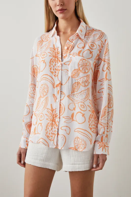 CHARLI SHIRT - ORANGE PAINTED FRUITS sold by Rails