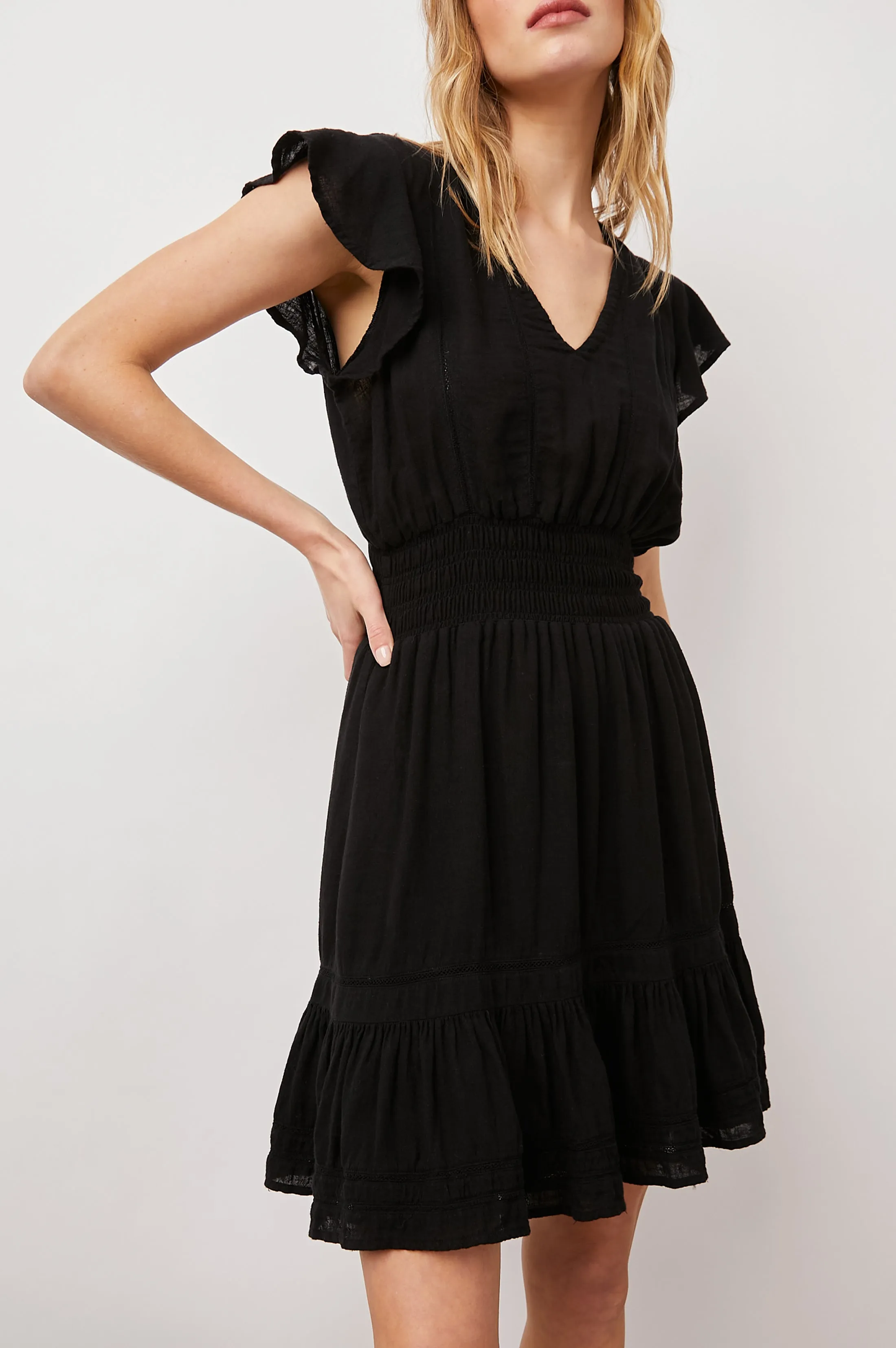 TARA DRESS - BLACK LACE DETAIL sold by Rails