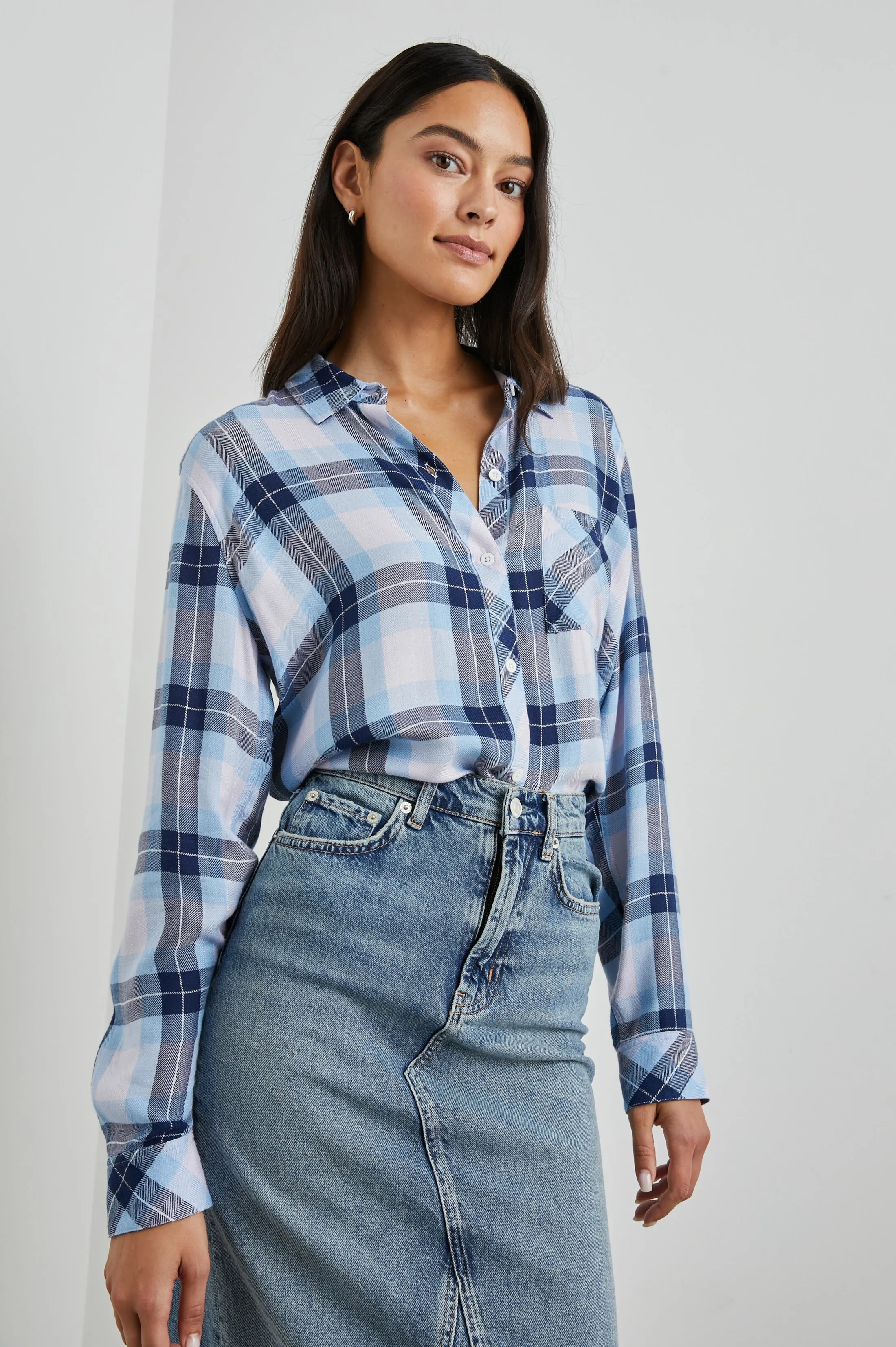 HUNTER SHIRT - LILAC CRYSTAL NAVY sold by Rails