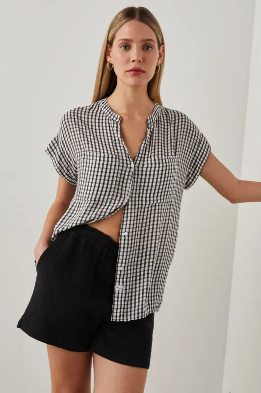 MEL SHIRT - BLACK GINGHAM sold by Rails