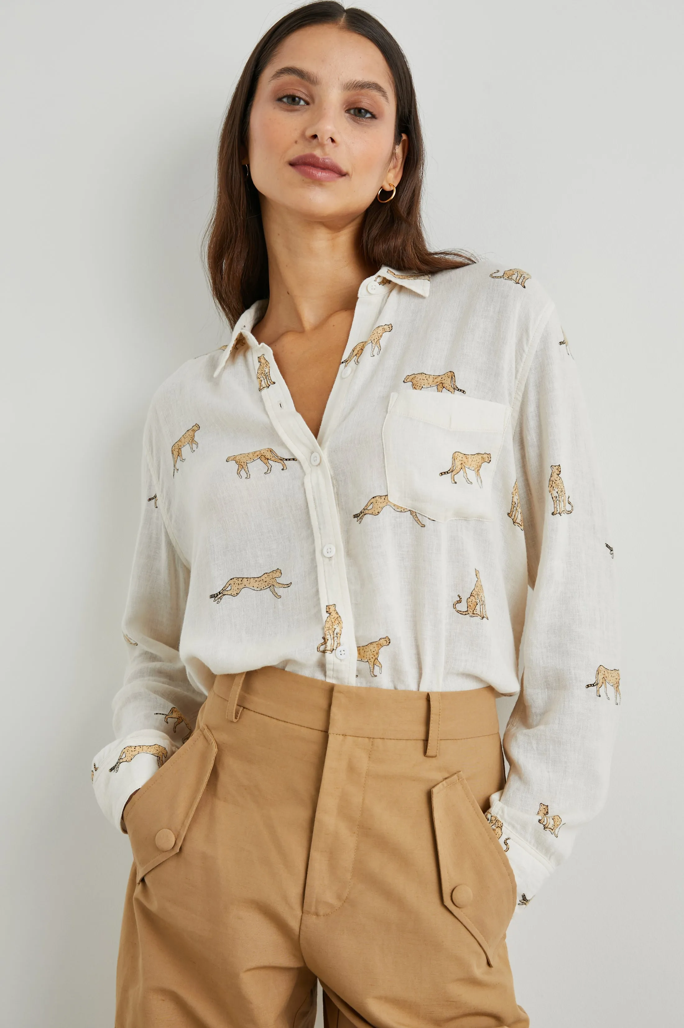 CHARLI SHIRT - NATURAL LEOPARD sold by Rails