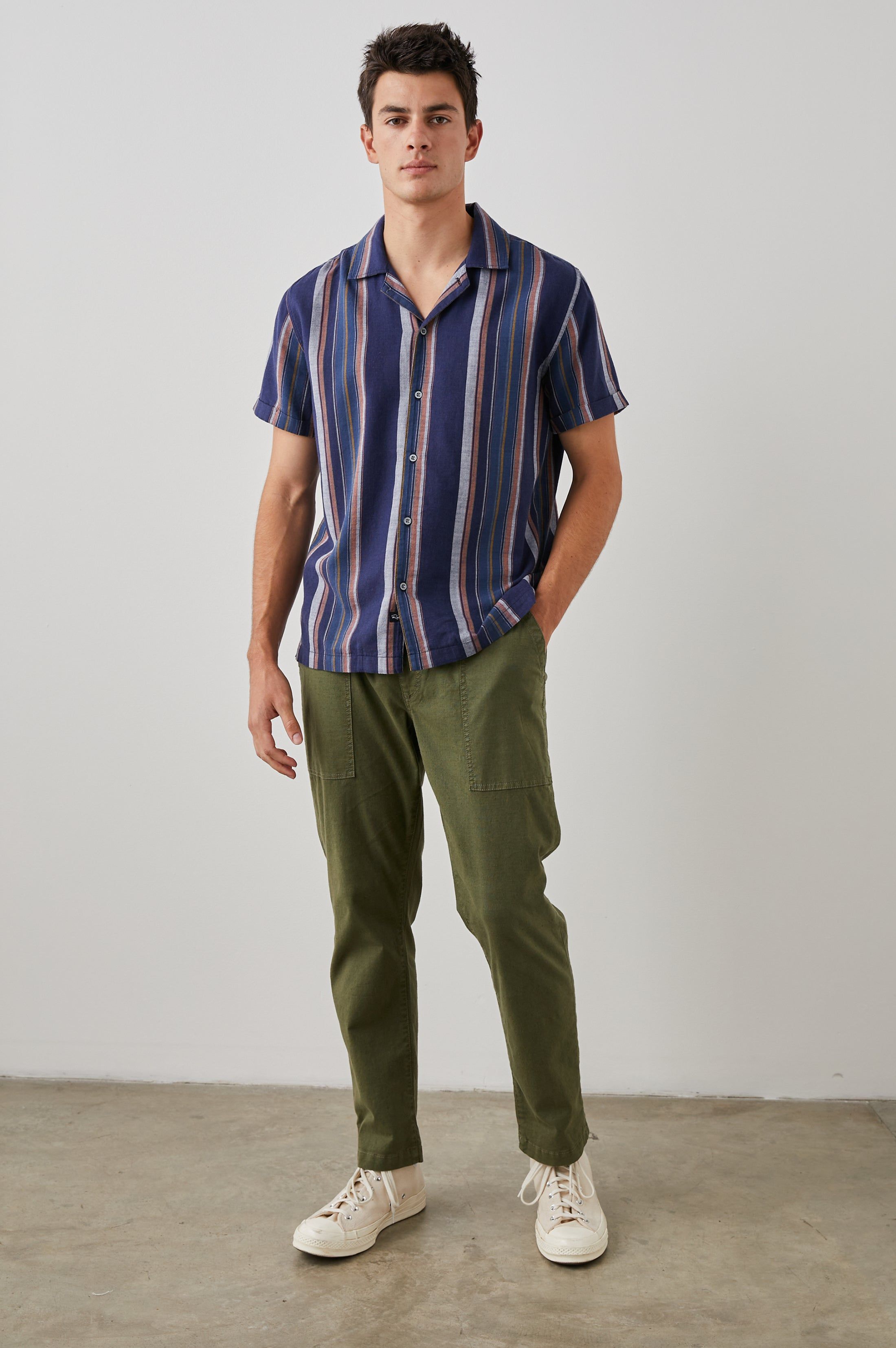 AMALFI SHIRT - SAPPHIRE BLOOD ORANGE STRIPE sold by Rails product image thumbnail 3