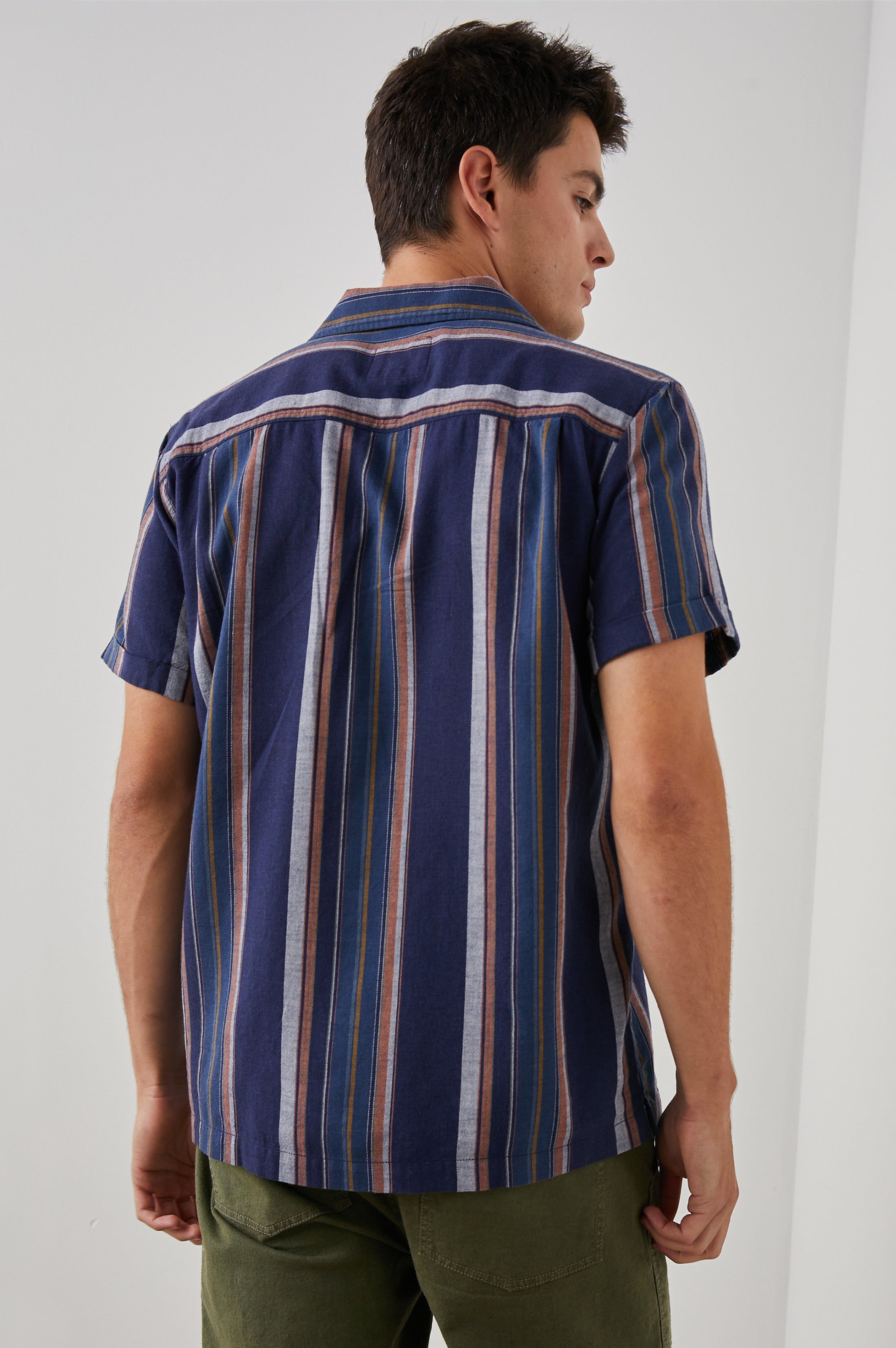 AMALFI SHIRT - SAPPHIRE BLOOD ORANGE STRIPE sold by Rails product image thumbnail 5