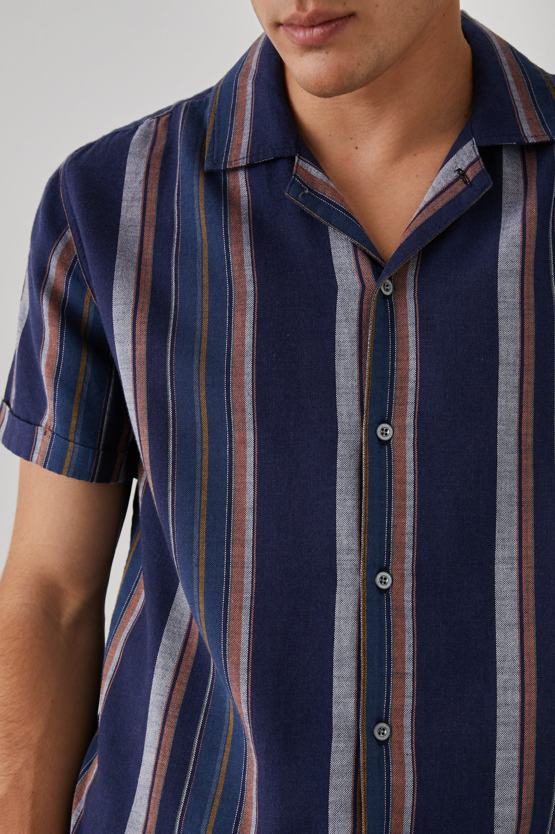 AMALFI SHIRT - SAPPHIRE BLOOD ORANGE STRIPE sold by Rails product image thumbnail 2