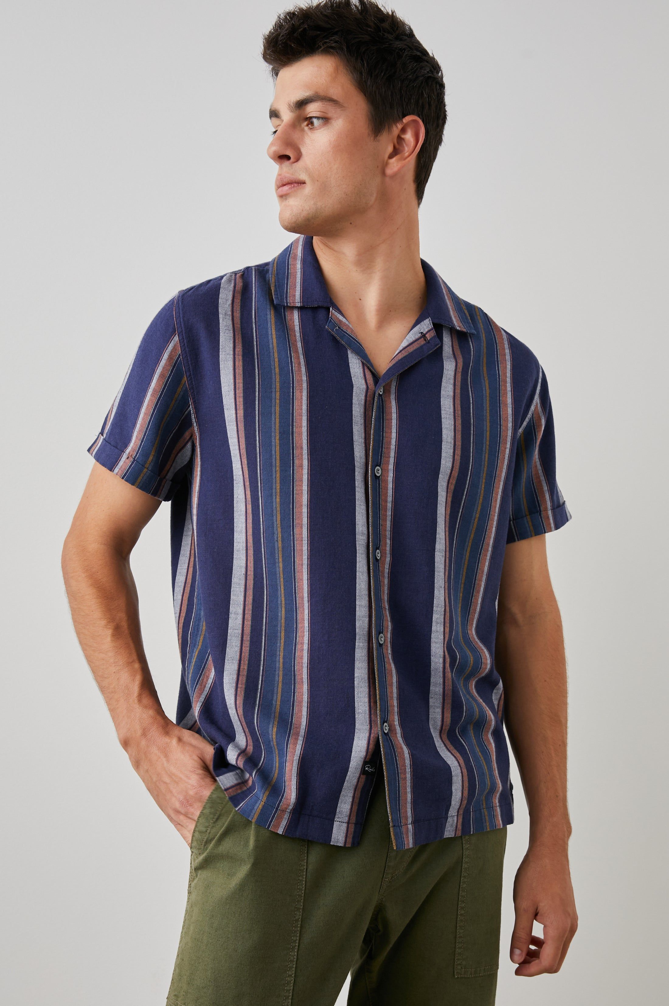 AMALFI SHIRT - SAPPHIRE BLOOD ORANGE STRIPE sold by Rails product image thumbnail 4