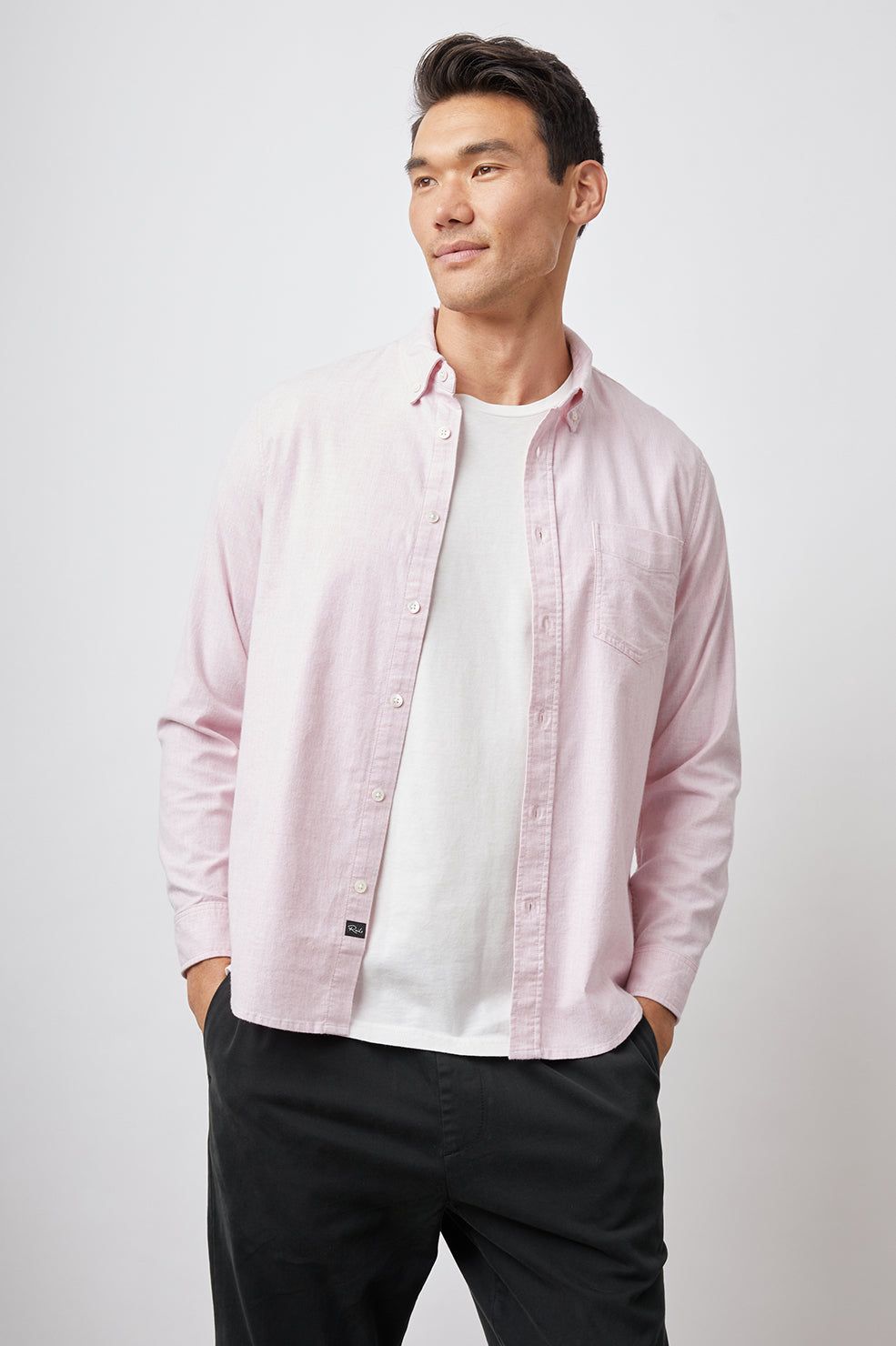REID SHIRT - CORAL HEATHER OXFORD sold by Rails
