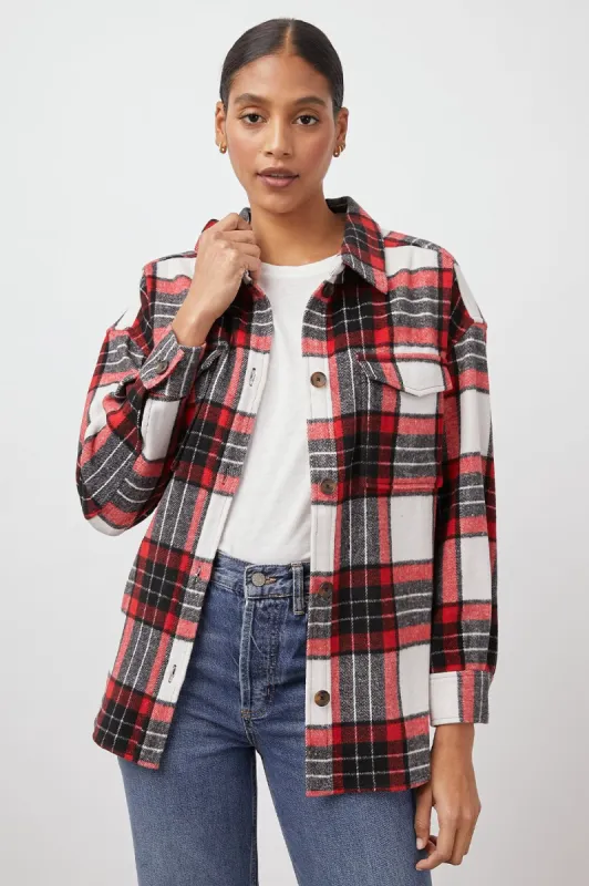 TURNER SHIRT JACKET - IVORY CRIMSON JET sold by Rails