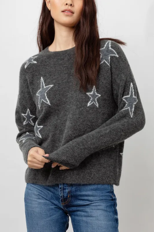 VIRGO SWEATER - CHARCOAL WHITE STARS sold by Rails