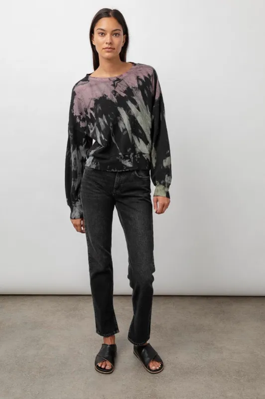 MARLO SWEATSHIRT - BLACK RAINBOW TIE DYE sold by Rails