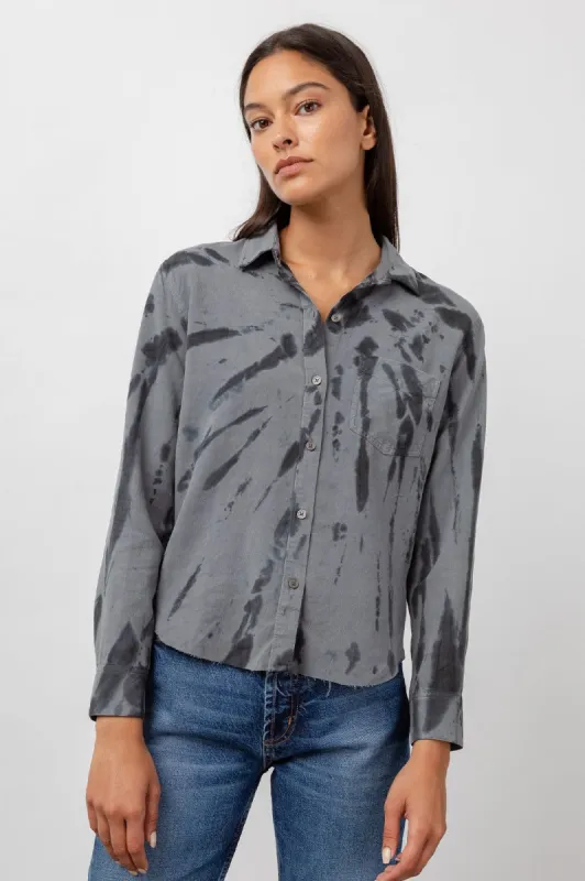 INGRID RAW HEM SHIRT - SMOKE SWIRL sold by Rails