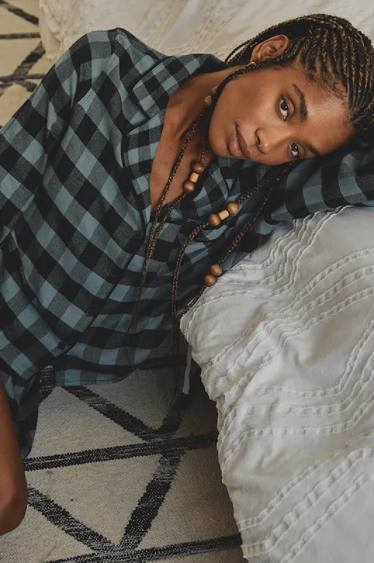 KELLEN PAJAMA SET - DUSTY TEAL CHECK sold by Rails