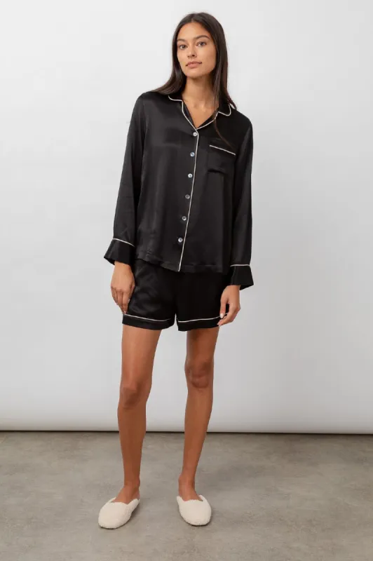 CLARISE PAJAMA SET - SATIN ONYX CHAMPAGNE sold by Rails