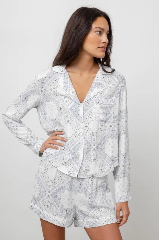 KELLEN PAJAMA SET - IVORY BLUE BANDANA sold by Rails