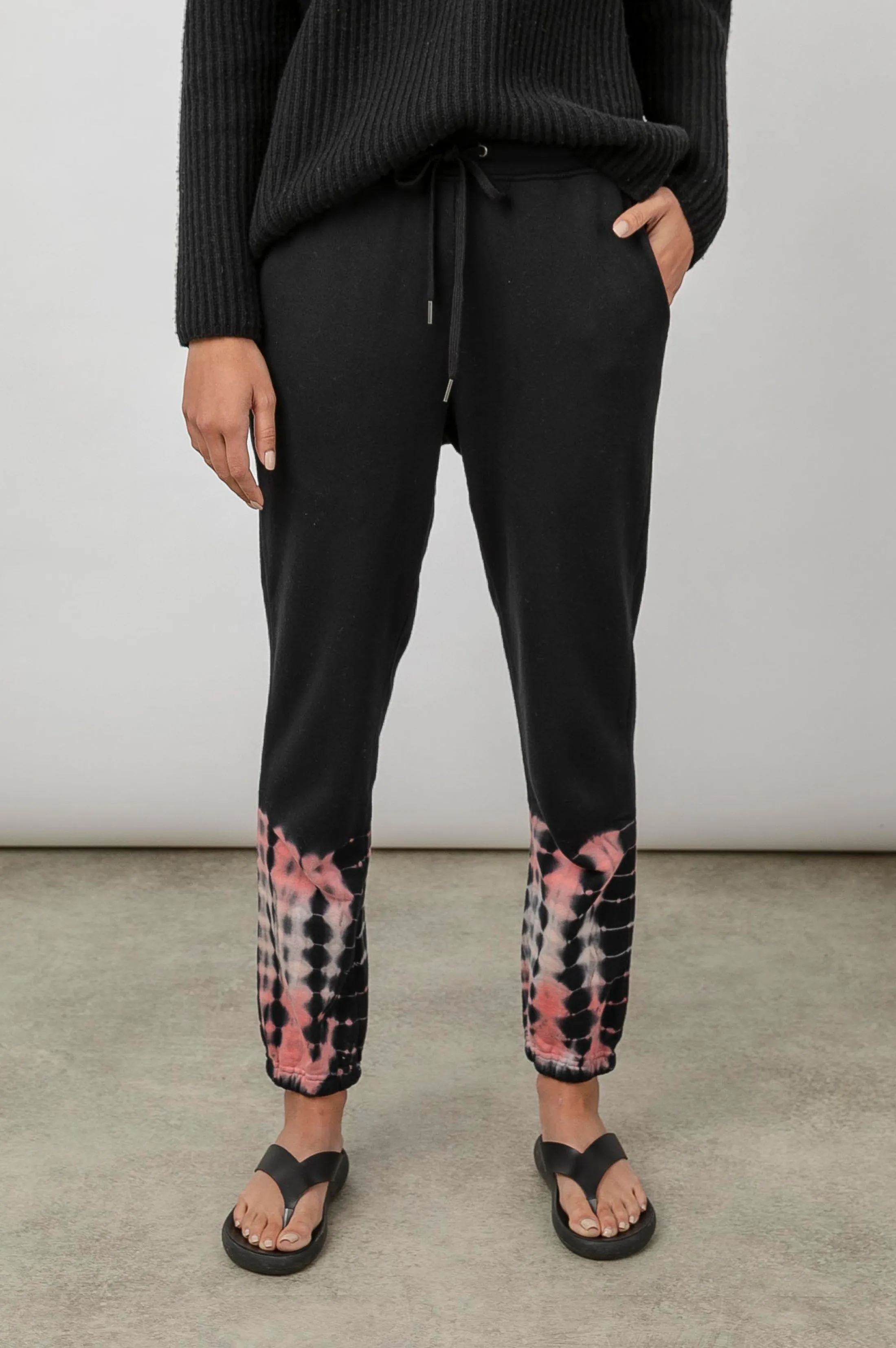 KINGSTON SWEATPANT - BLACK PETAL TIE DYE sold by Rails