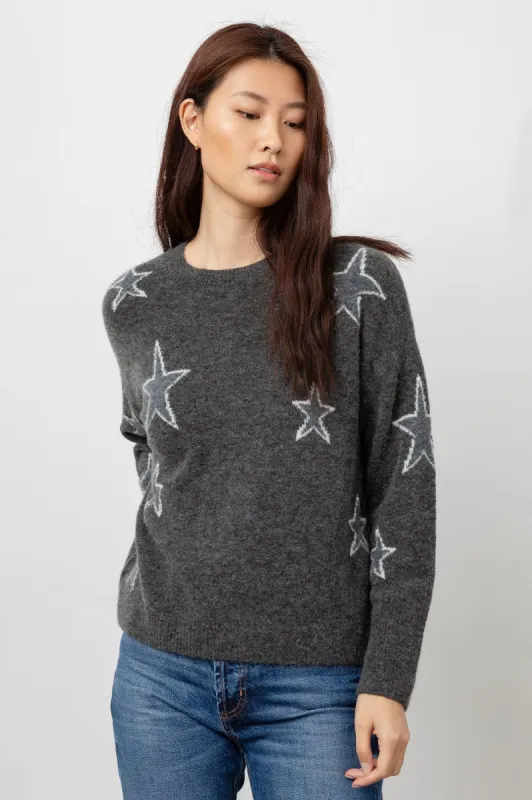 VIRGO SWEATER - CHARCOAL WHITE STARS sold by Rails