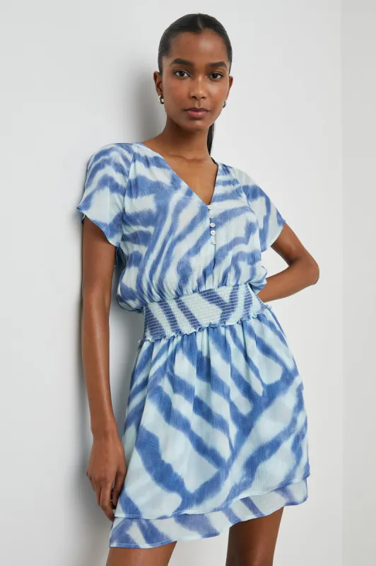 KARLA DRESS - BLUE WATERCOLOR STRIPES sold by Rails