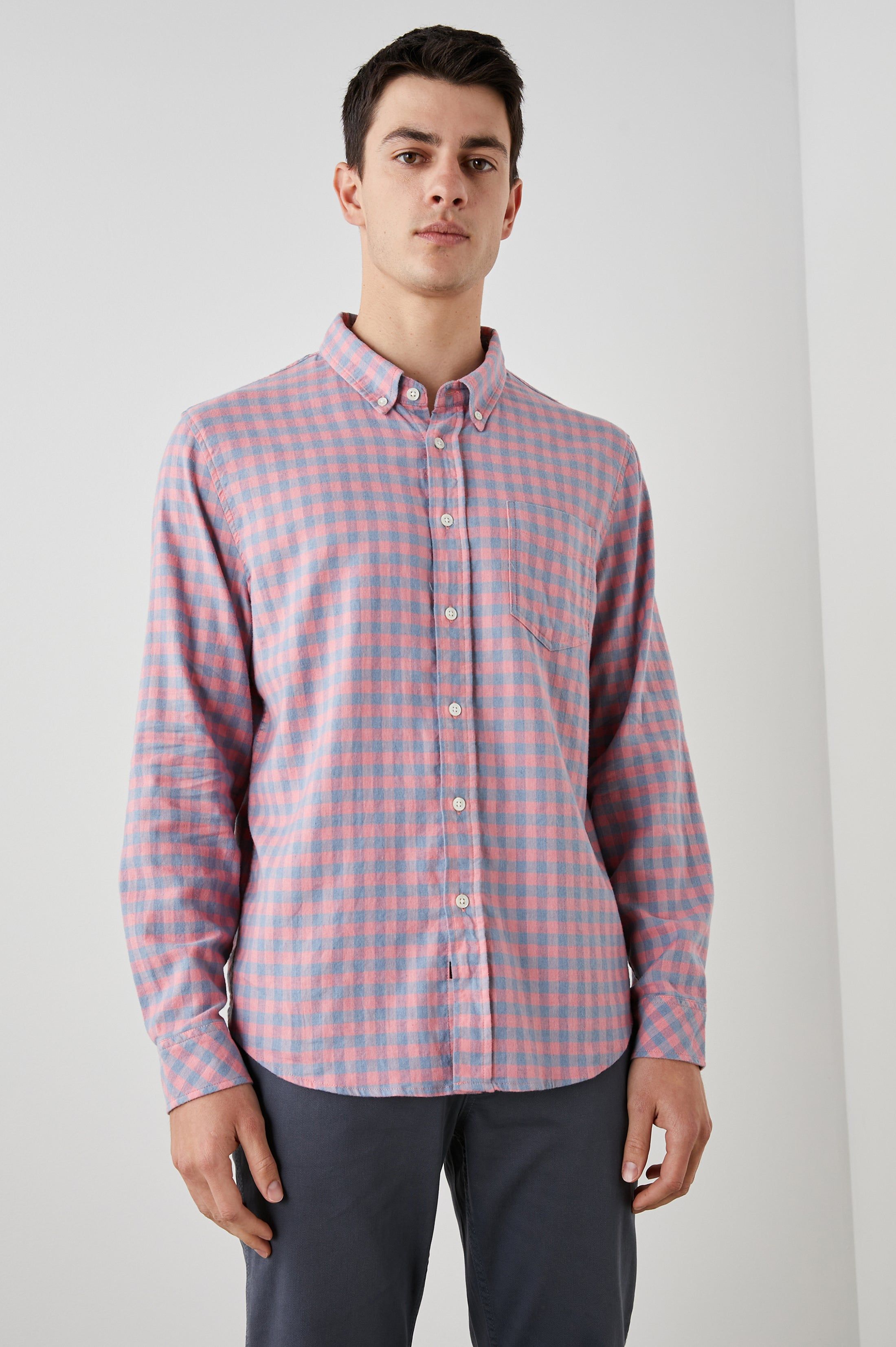 REID SHIRT - MELON DENIM MELANGE sold by Rails product image thumbnail 3