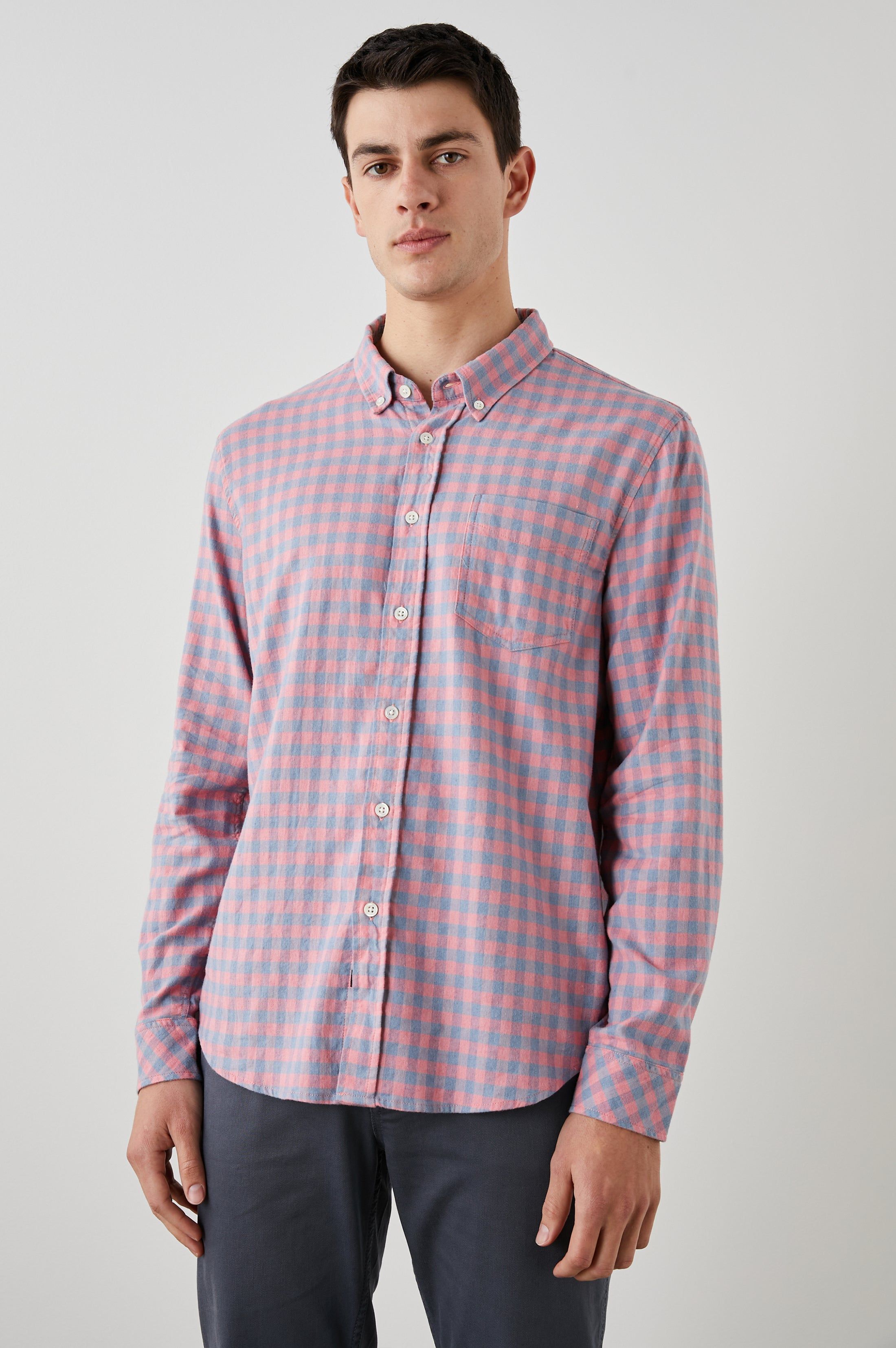 REID SHIRT - MELON DENIM MELANGE sold by Rails