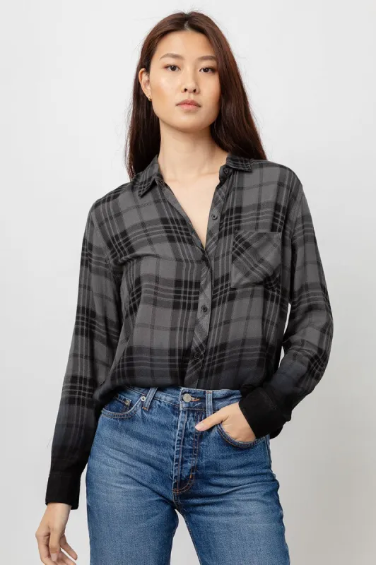 HUNTER SHIRT - CHARCOAL JET DIP DYE sold by Rails