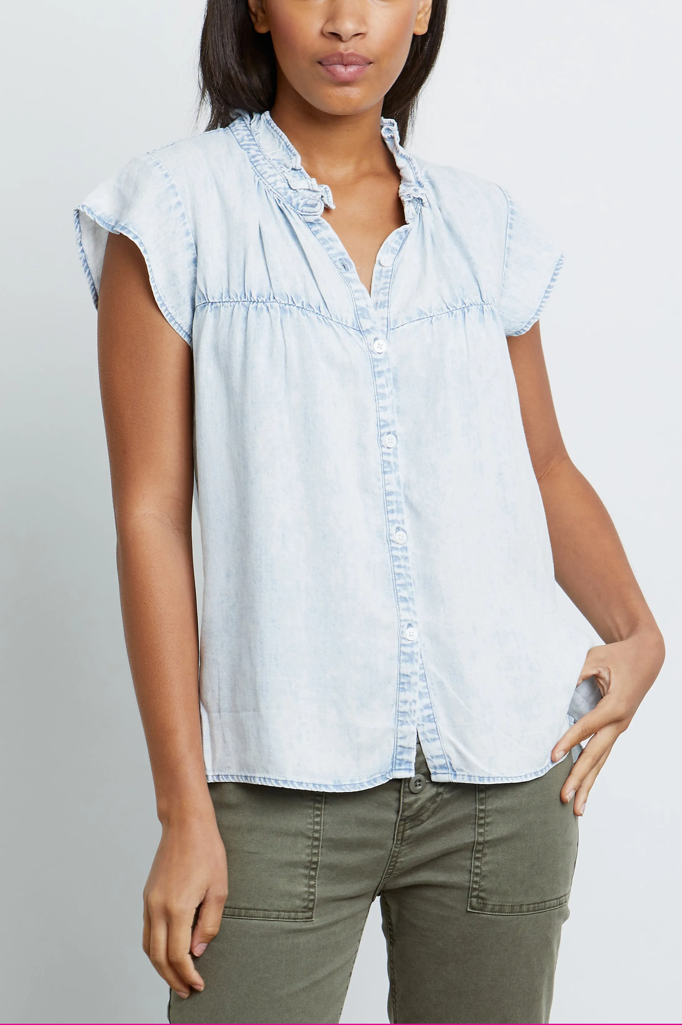 RUTHIE TOP - LIGHT ACID WASH sold by Rails