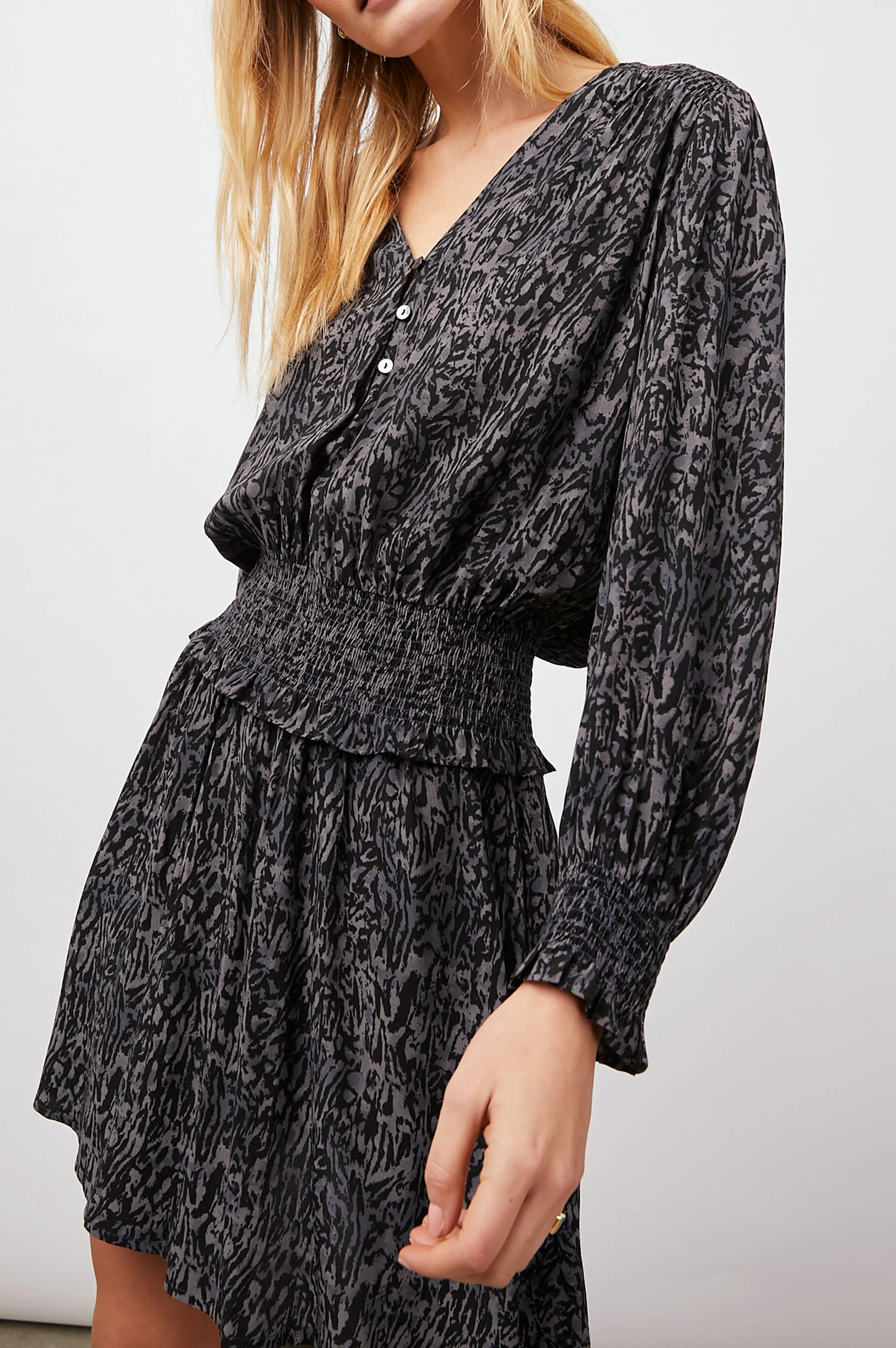 ZANA DRESS - CHARCOAL ABSTRACT ANIMAL sold by Rails product image thumbnail 2