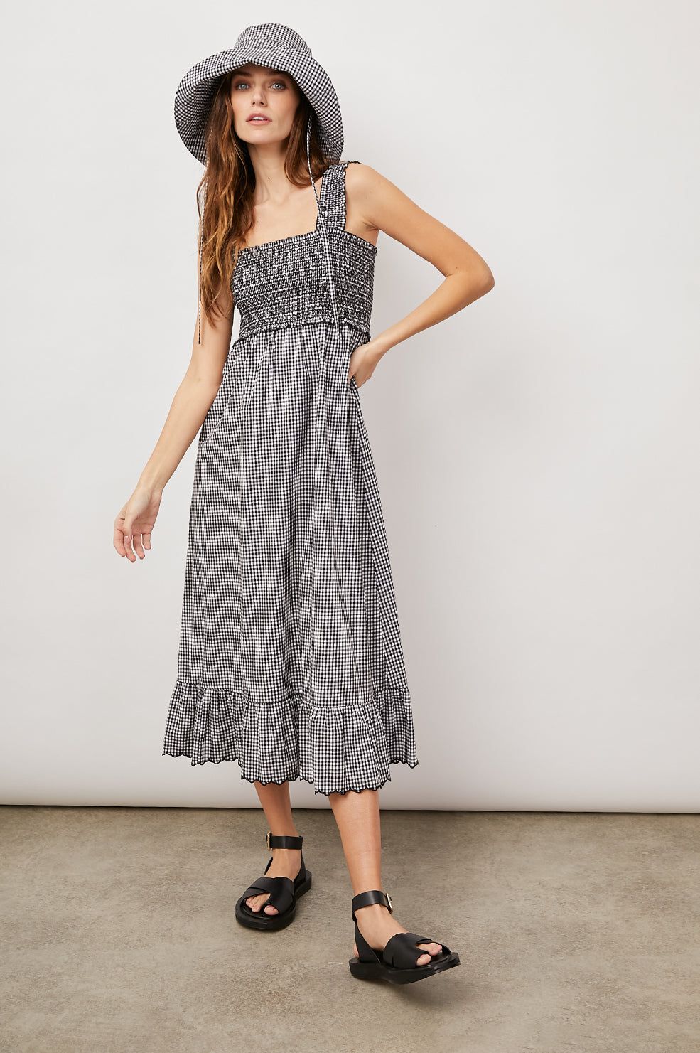 SUN HAT - BLACK MINI GINGHAM sold by Rails product image thumbnail 3