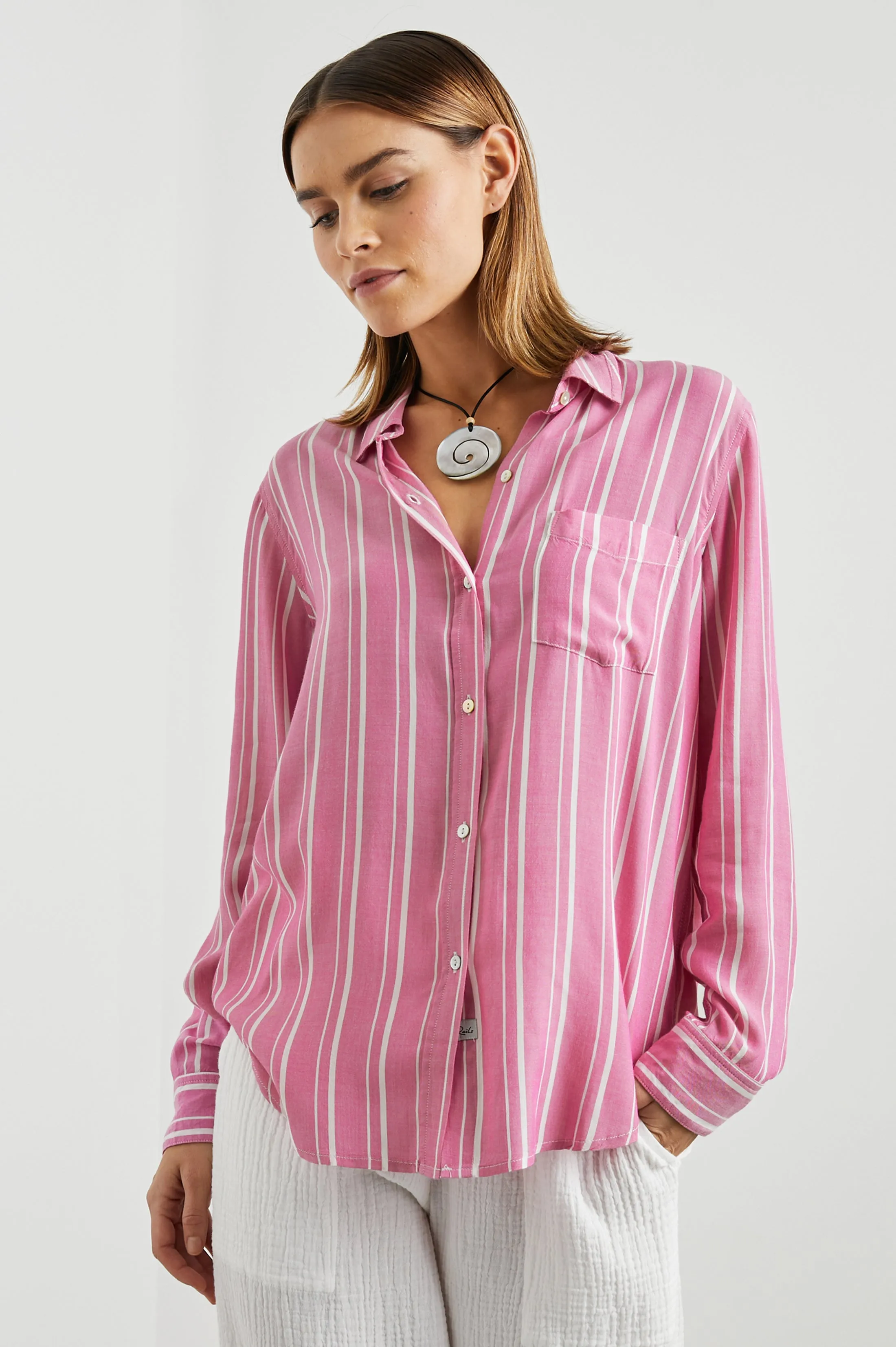 GAIA SHIRT - BERRY STRIPE sold by Rails