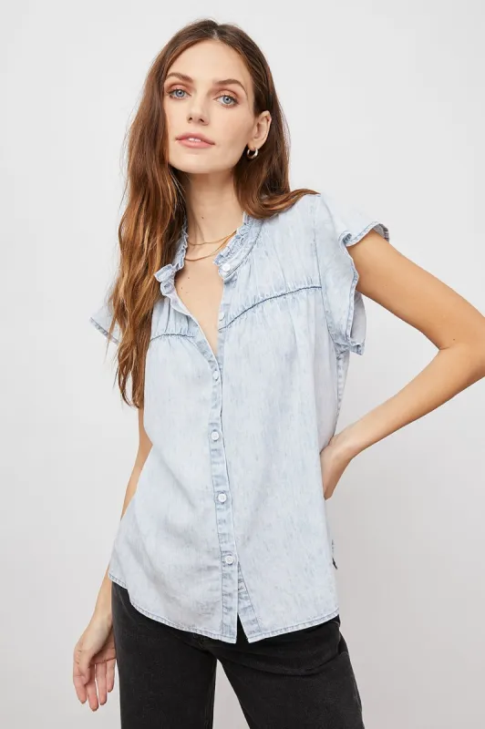 RUTHIE TOP - LIGHT ACID WASH sold by Rails